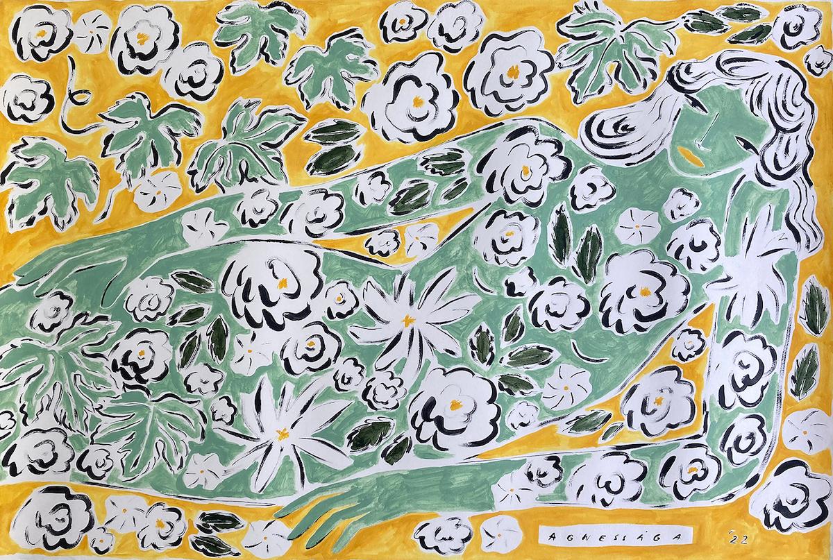 Figurative Painting Agnese Negriba - « Garden Spirit » n° 2  Art figuratif d'origine, art contemporain, art floral