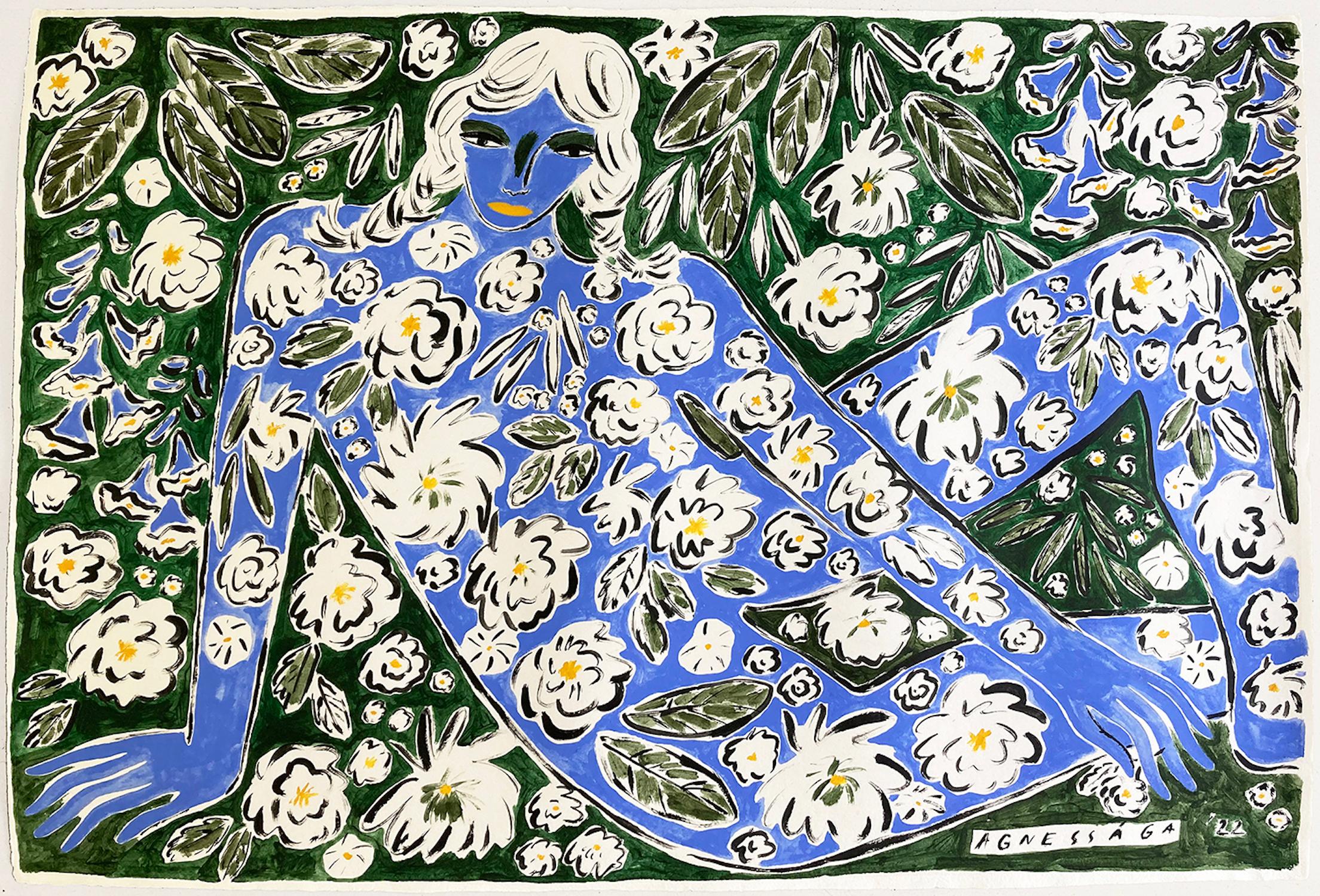Garden Spirit no 3. by Agnese Negriba, Impressionist style, Folk Art
