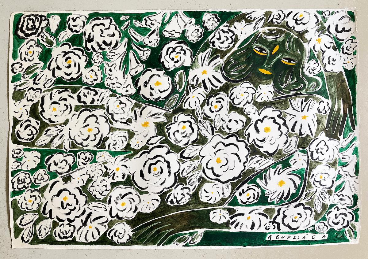 Spirito del giardino n. 1 [2022]
Si prega di notare che le immagini in situ sono puramente indicative dell'aspetto di un pezzo.
Questo dipinto su carta fatta a mano con bordi grezzi è ispirato a un vero giardino nel cuore di Londra dove Agnese