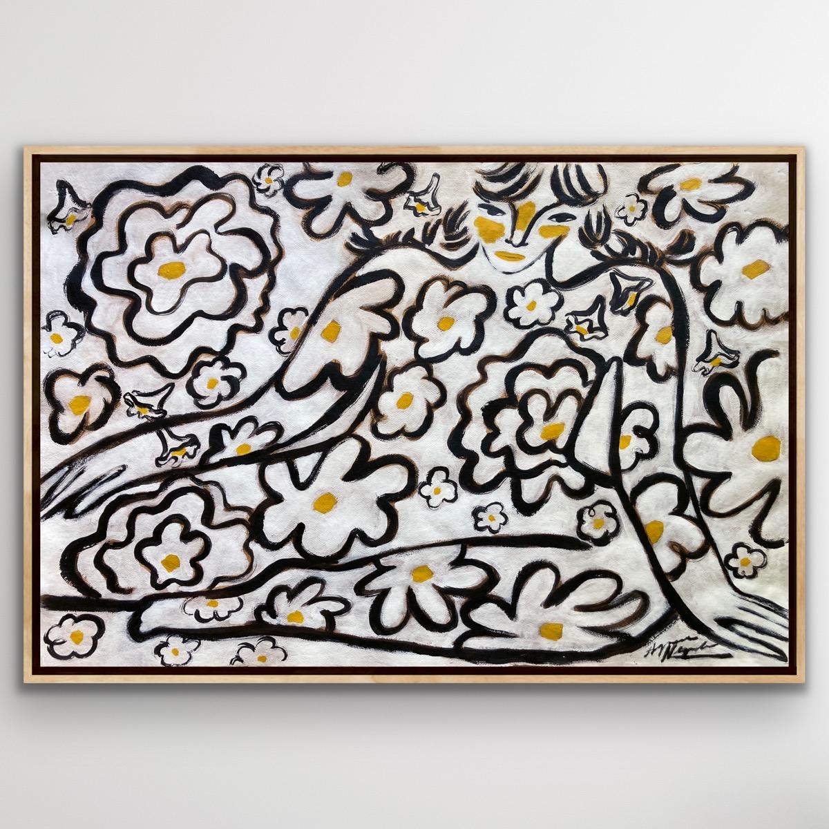 Espíritu de jardín nº 10, Arte original, Mujer, Floral, Arte contemporáneo - Painting de Agnese Negriba