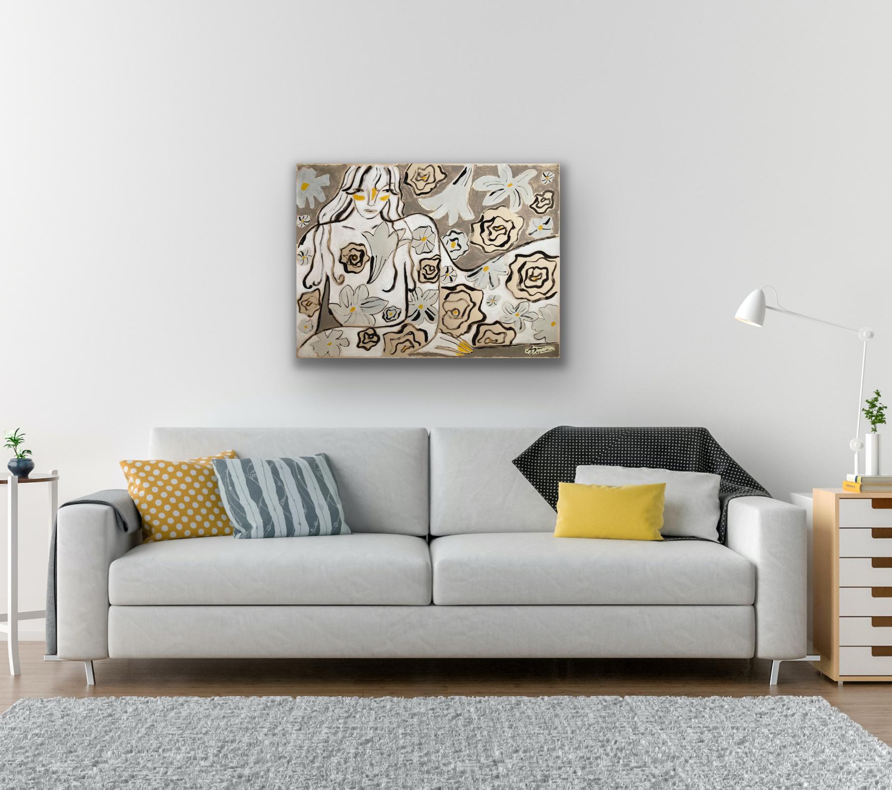 Garden Spirit no. 17, peinture originale, contemporaine, abstraite, portrait - Contemporain Painting par Agnese Negriba