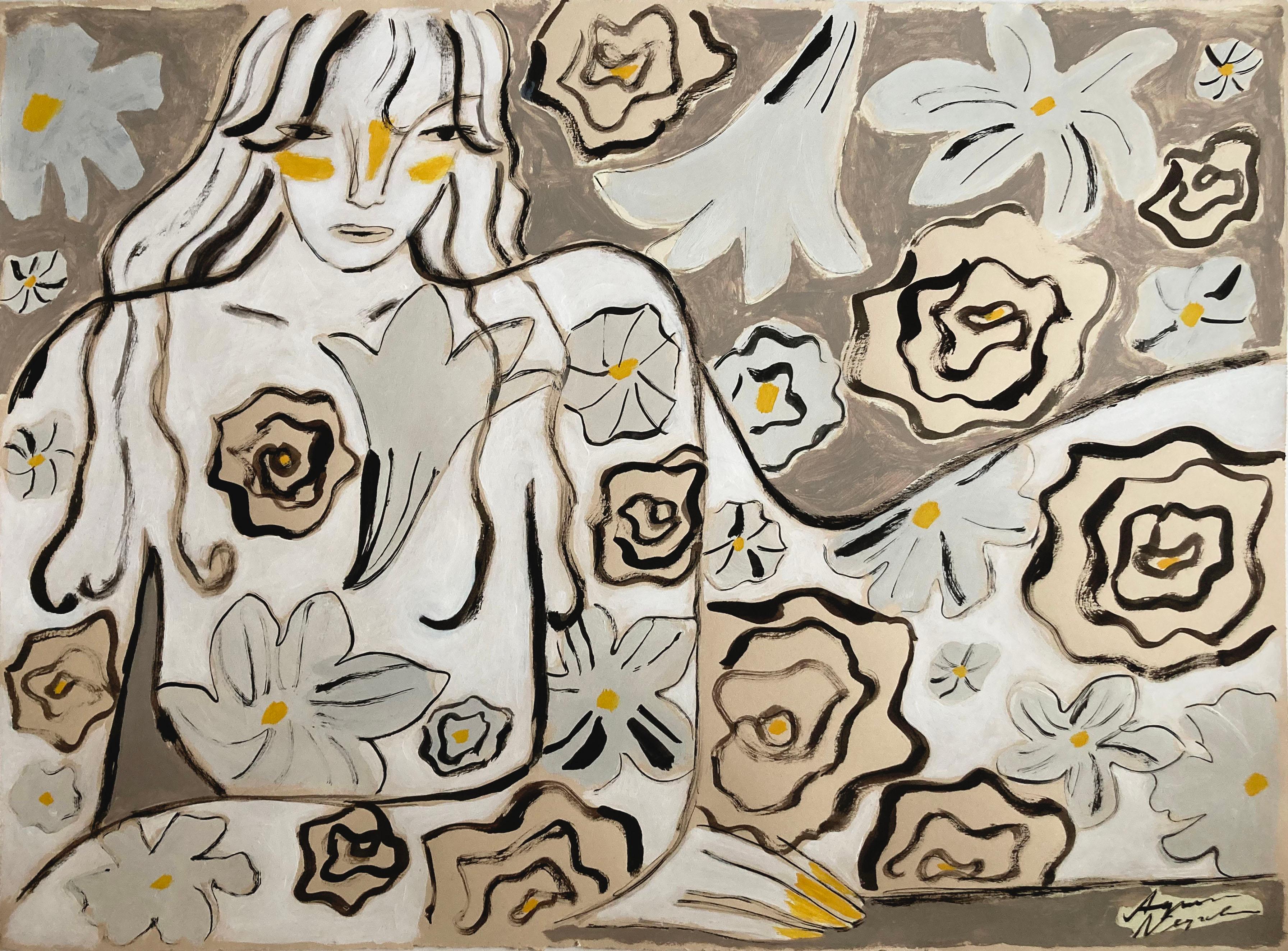 Garden Spirit no. 17, peinture originale, contemporaine, abstraite, portrait - Painting de Agnese Negriba