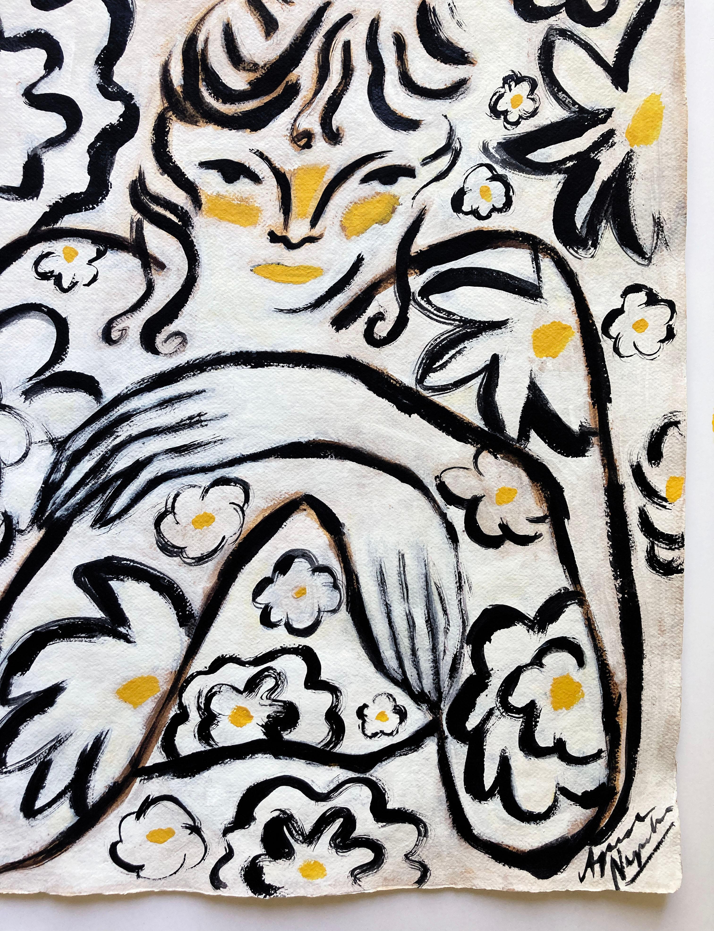 Garden Spirit no. 9, Original Art, Women, Floral, Contemporary Art - Painting by Agnese Negriba