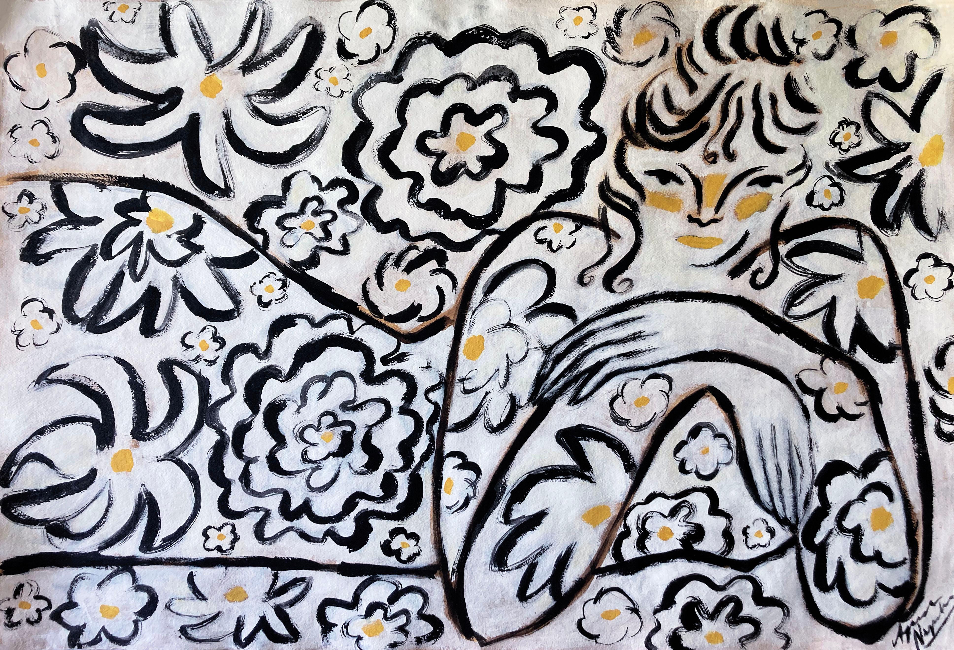 Garden Spirit no. 9, Original Art, Women, Floral, Contemporary Art For Sale 1
