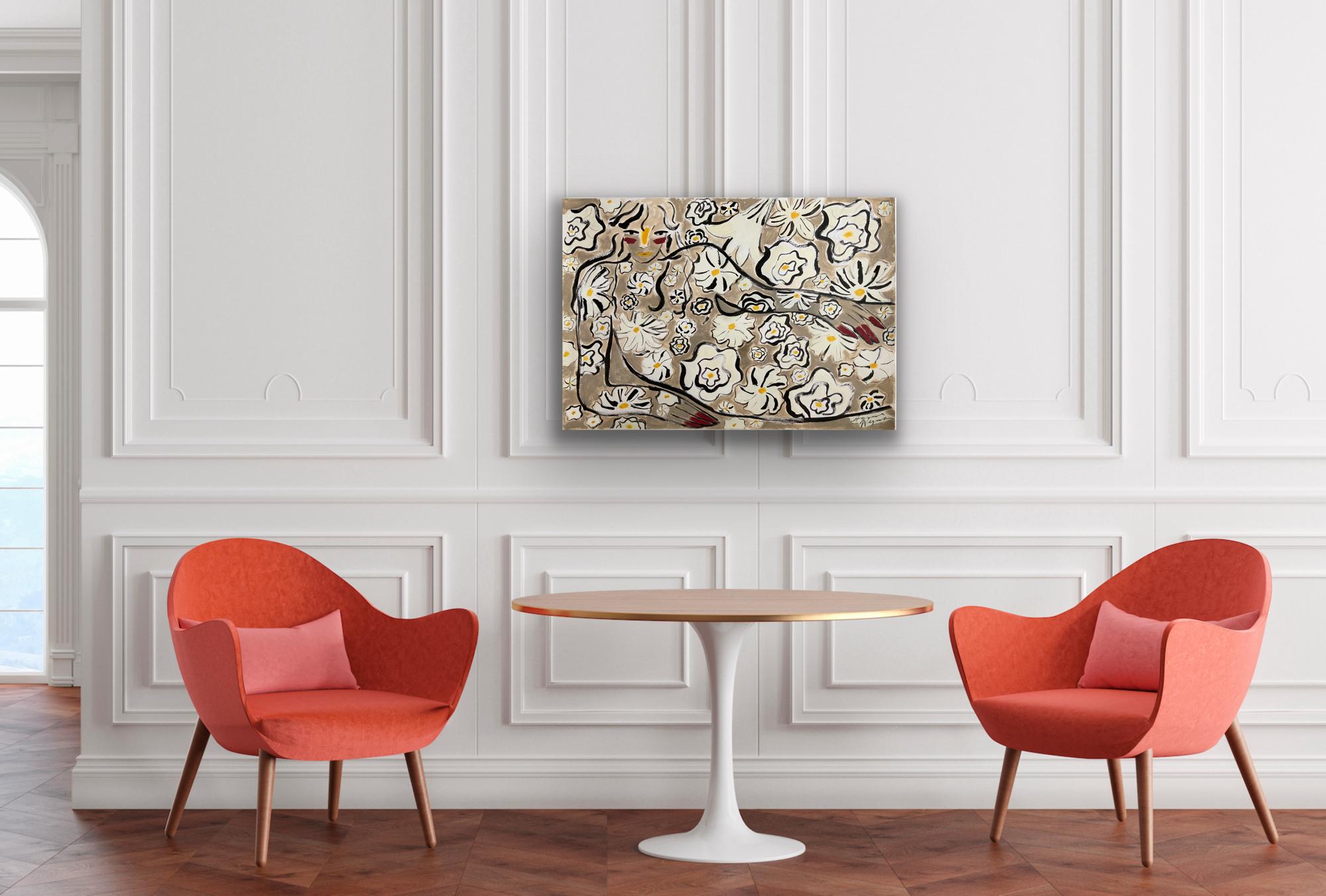 Garden Spirit no.16, peinture originale, contemporaine, abstraite, portrait - Contemporain Painting par Agnese Negriba