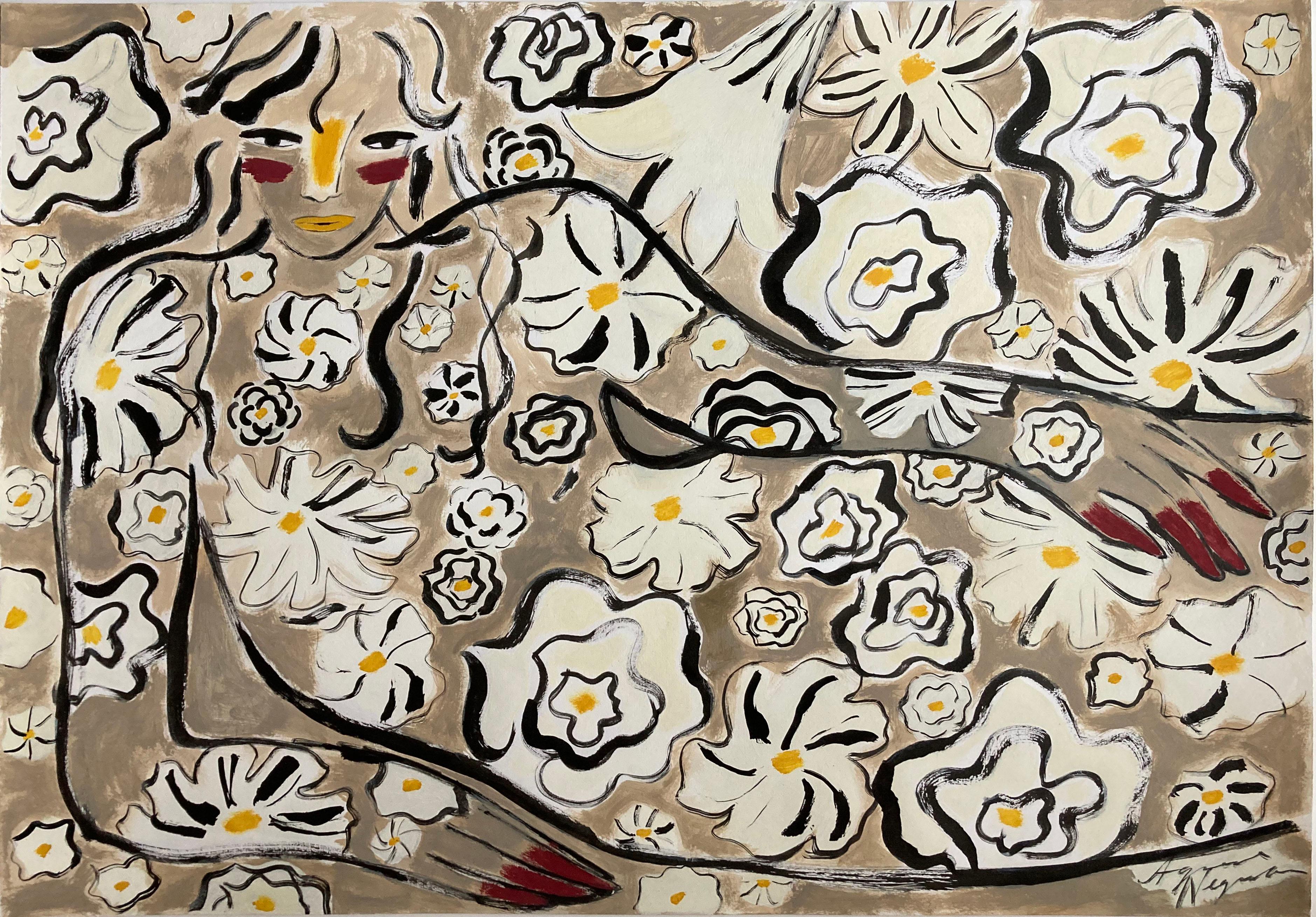 Garden Spirit no.16, peinture originale, contemporaine, abstraite, portrait - Painting de Agnese Negriba