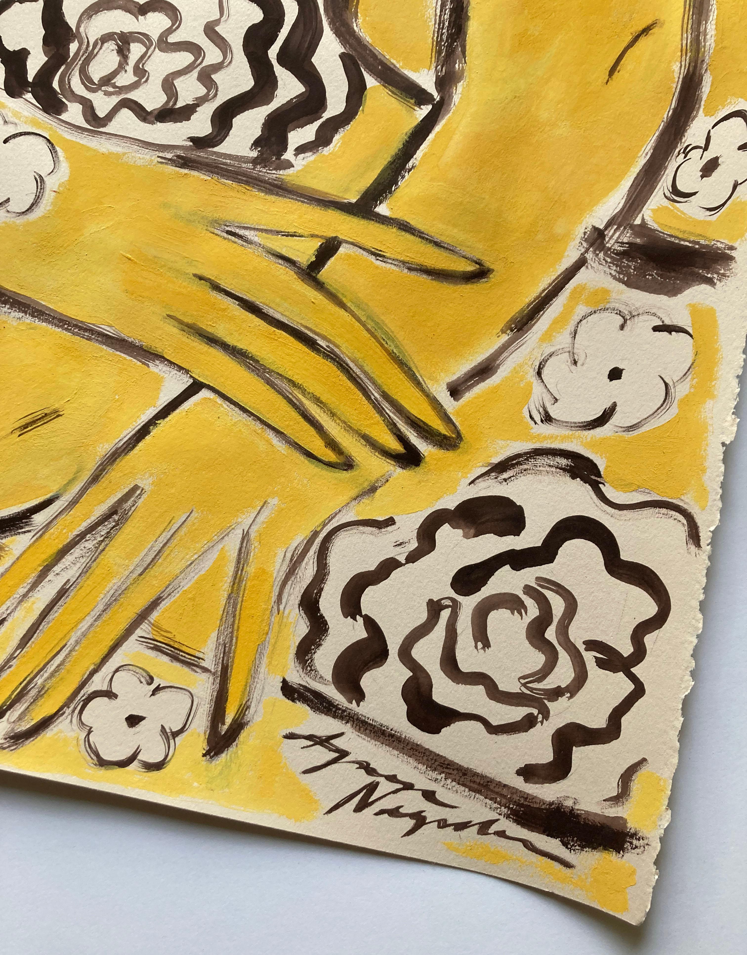 Espíritu de la selva nº 5, Arte original, Mujer, Floral, Arte contemporáneo - Painting Contemporáneo de Agnese Negriba