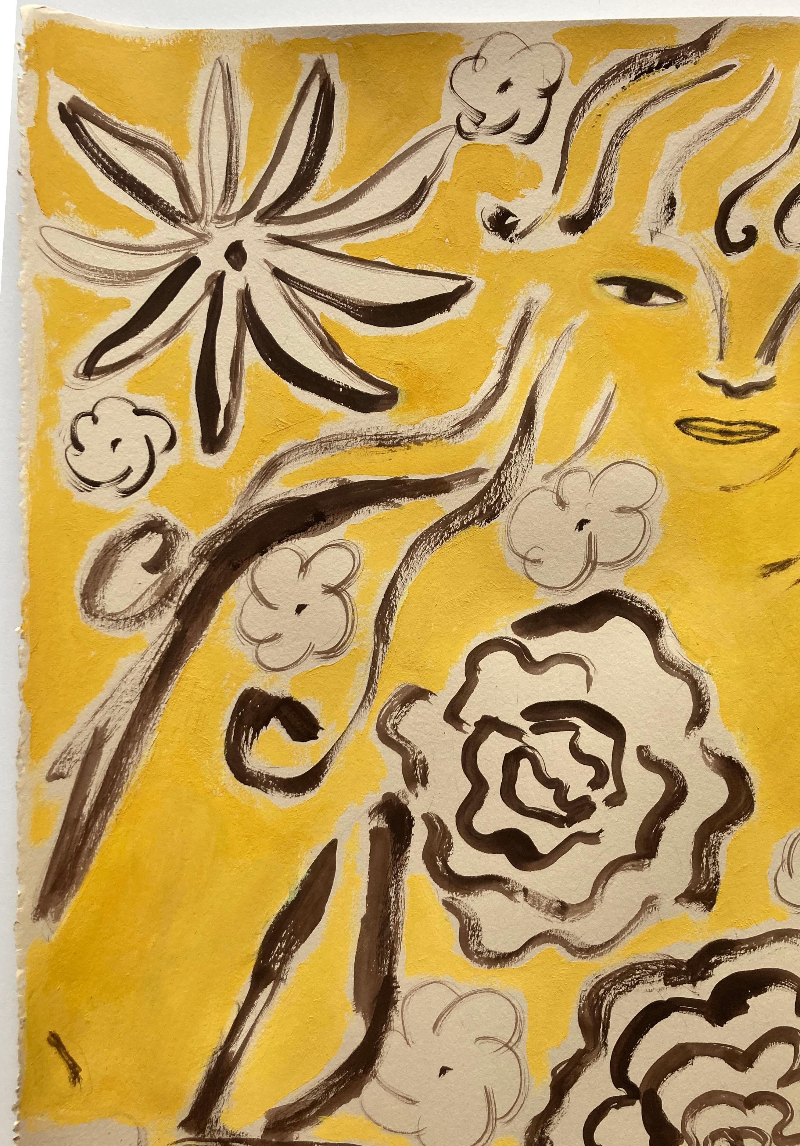 Espíritu de la selva nº 5, Arte original, Mujer, Floral, Arte contemporáneo - Abstract Painting Marrón de Agnese Negriba