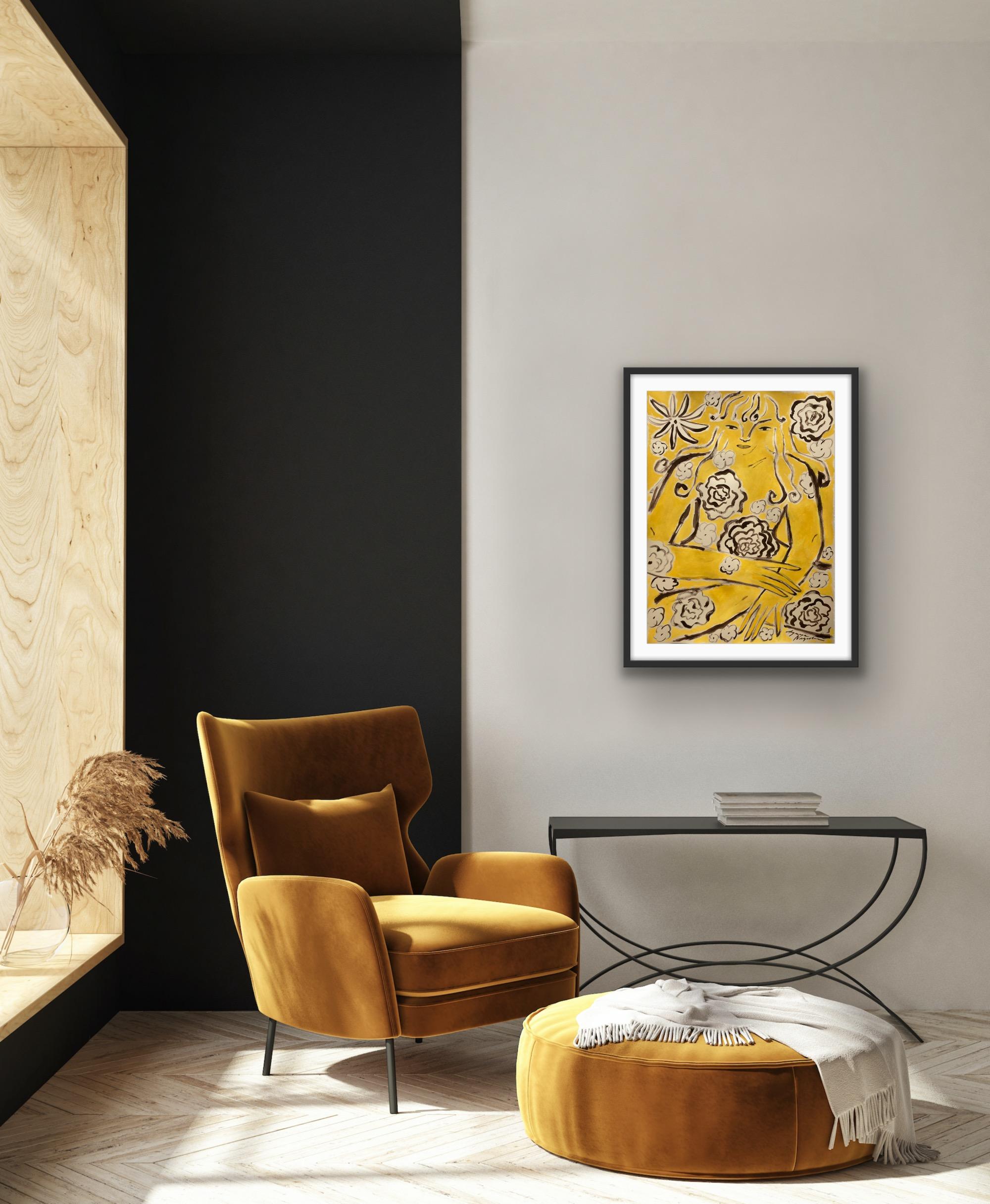 Espíritu de la selva nº 5, Arte original, Mujer, Floral, Arte contemporáneo en venta 1