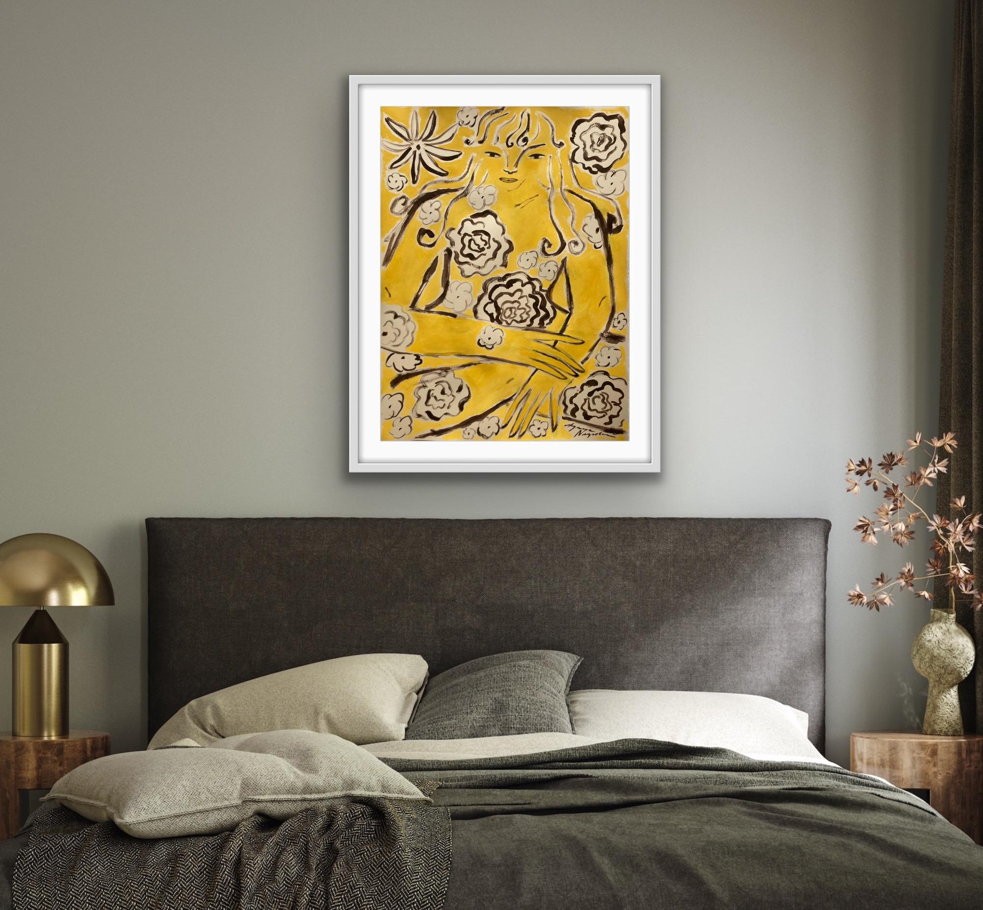Espíritu de la selva nº 5, Arte original, Mujer, Floral, Arte contemporáneo en venta 2