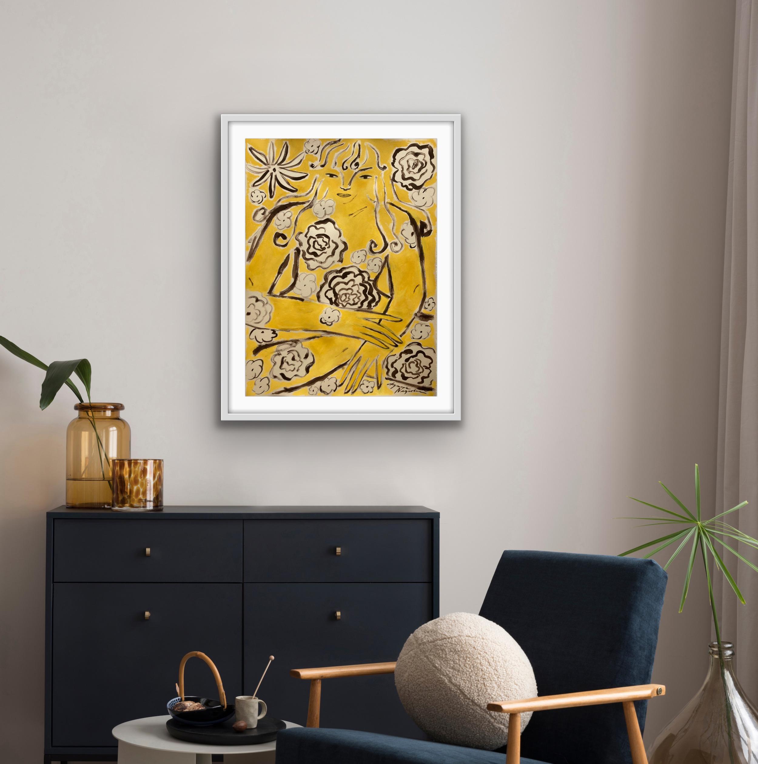 Espíritu de la selva nº 5, Arte original, Mujer, Floral, Arte contemporáneo en venta 3