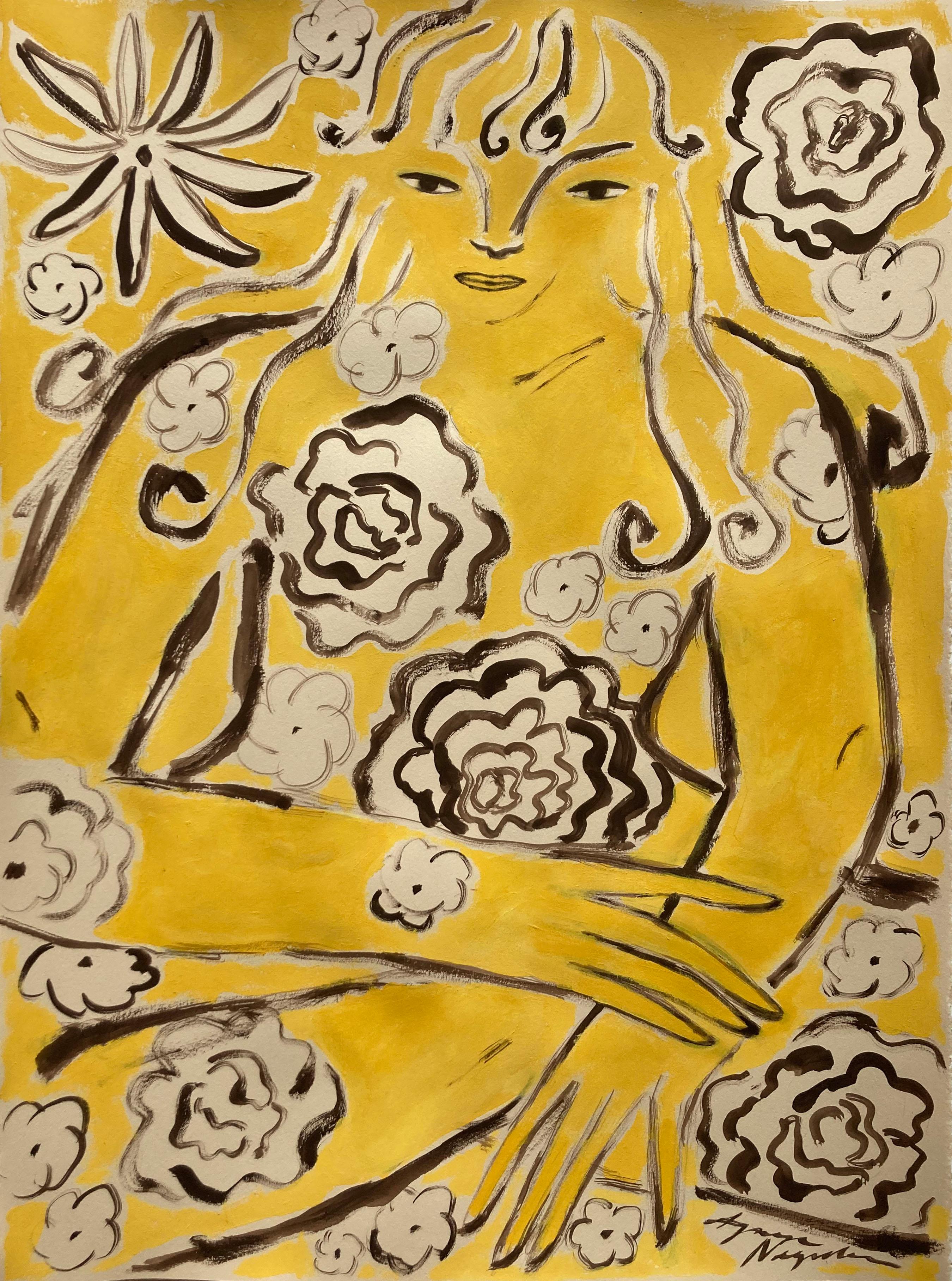 Espíritu de la selva nº 5, Arte original, Mujer, Floral, Arte contemporáneo