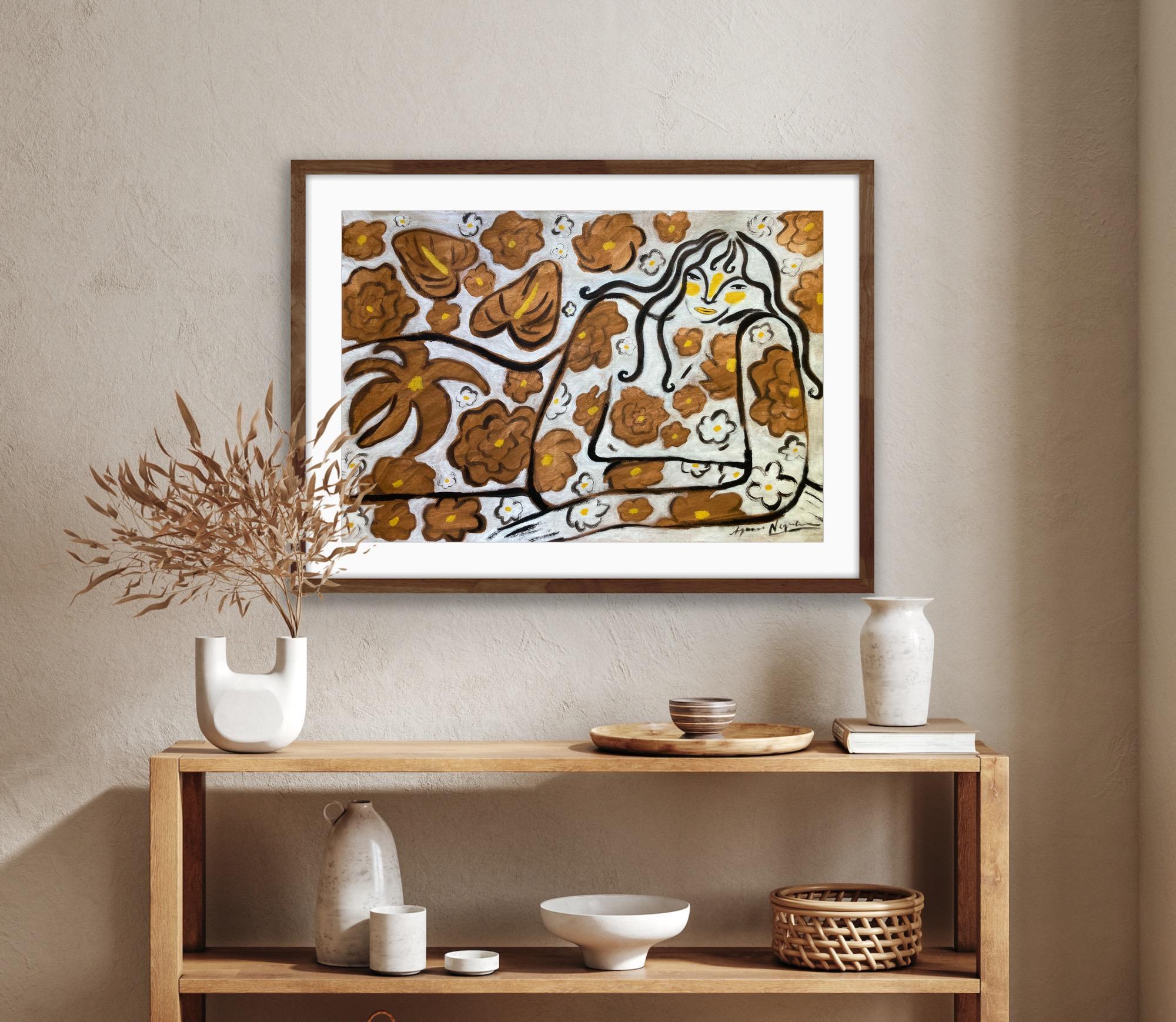 Espíritu de la selva nº 7, Arte original, Mujer, Floral, Arte contemporáneo en venta 8