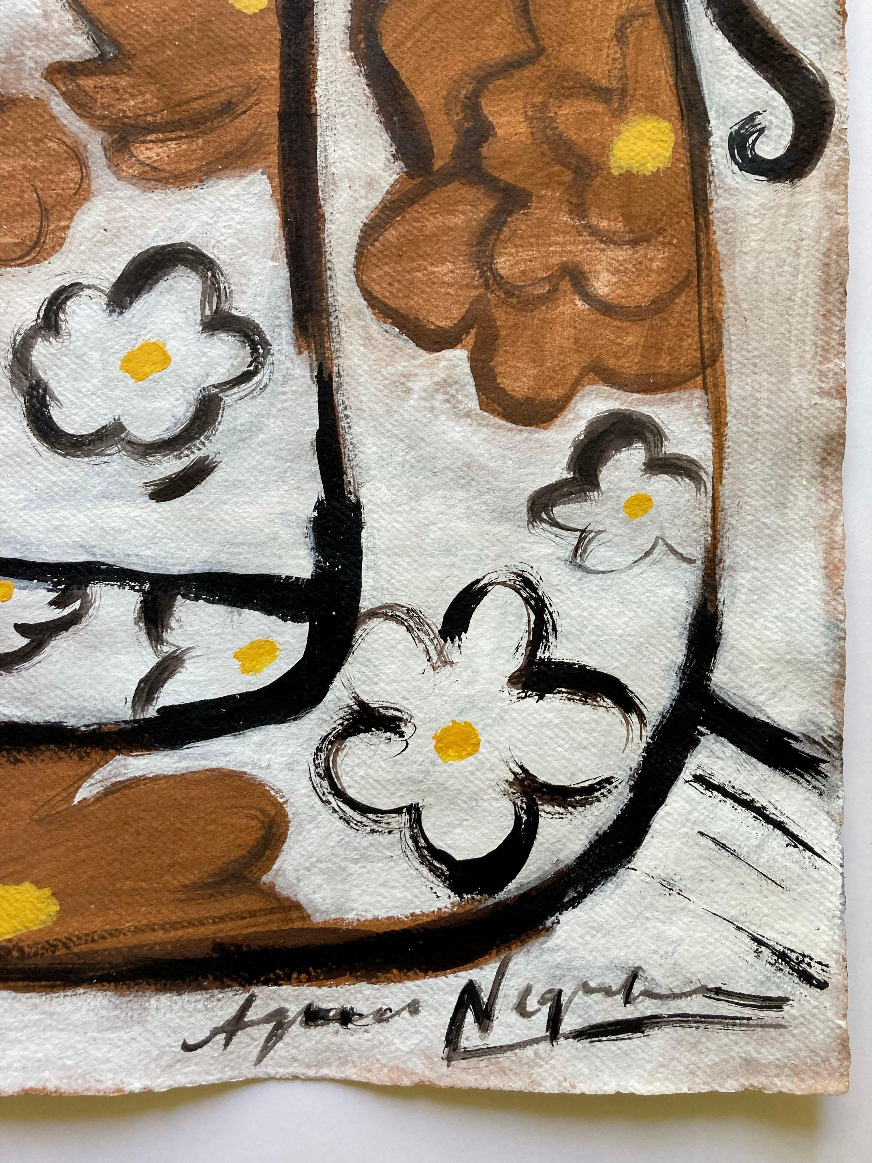 Espíritu de la selva nº 7, Arte original, Mujer, Floral, Arte contemporáneo - Painting de Agnese Negriba