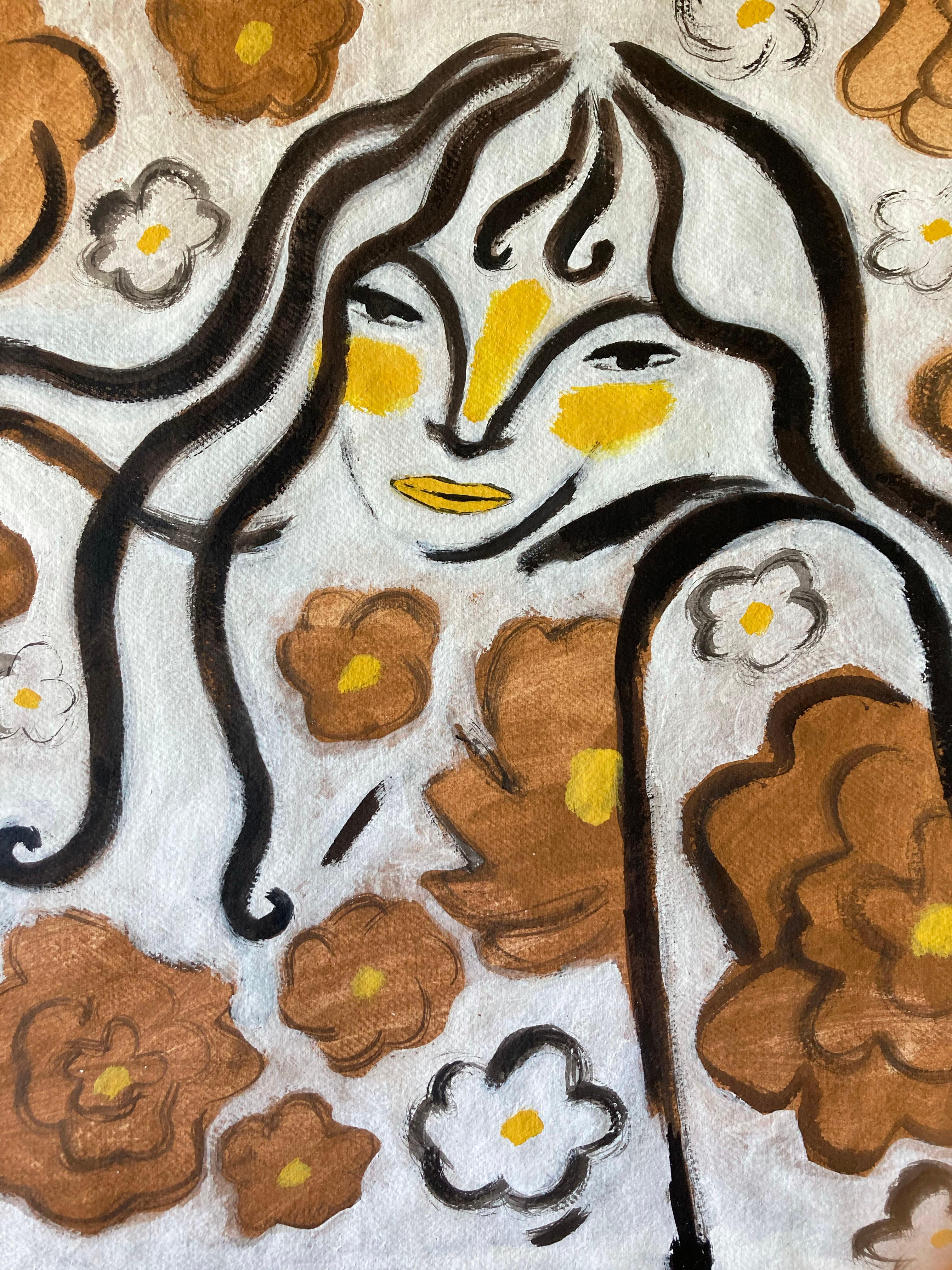 Espíritu de la selva nº 7, Arte original, Mujer, Floral, Arte contemporáneo en venta 3