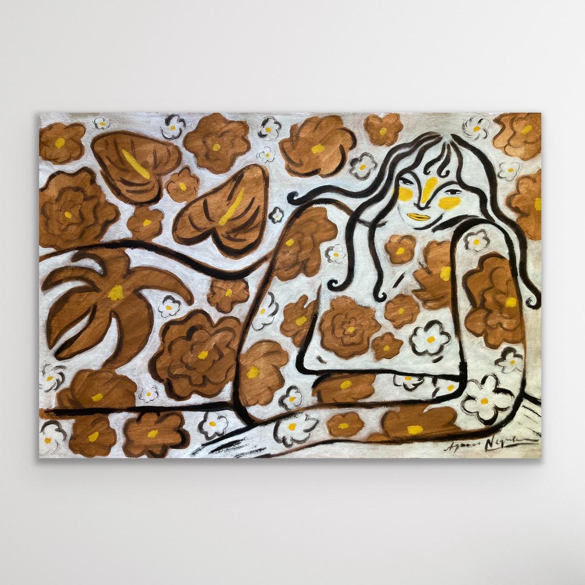 Espíritu de la selva nº 7, Arte original, Mujer, Floral, Arte contemporáneo en venta 4