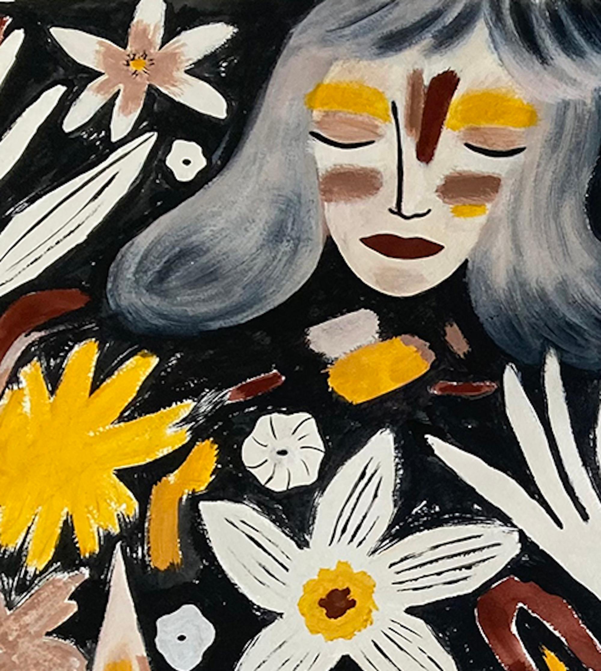 El sueño, Arte contemporáneo figurativo floral, Pintura original, Impresionismo 2