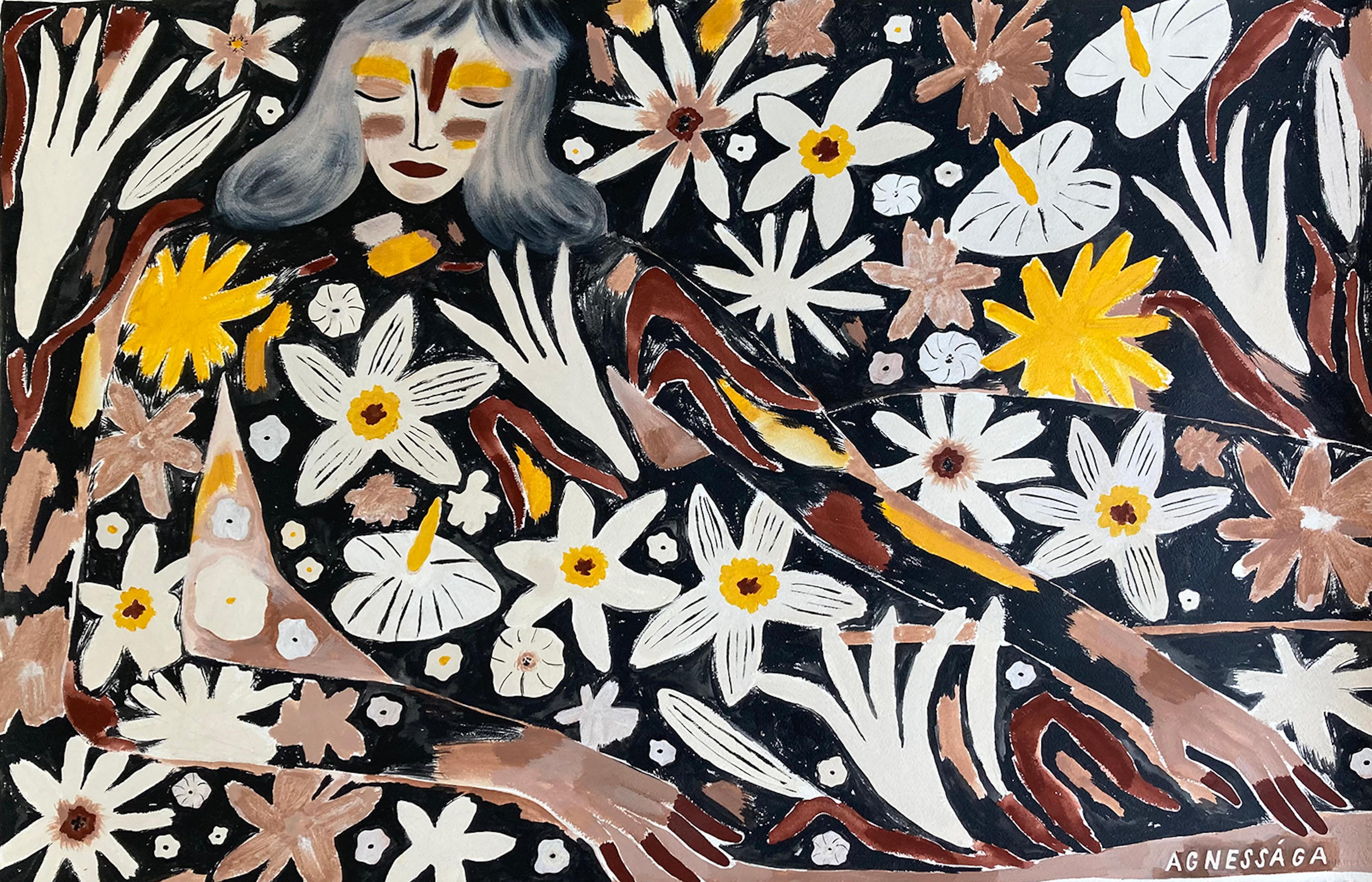 Agnese Taurina, Il sogno, Opere d'arte figurativa, Opere d'arte floreale, Stampe statement - Nude Print Beige di Agnese Negriba