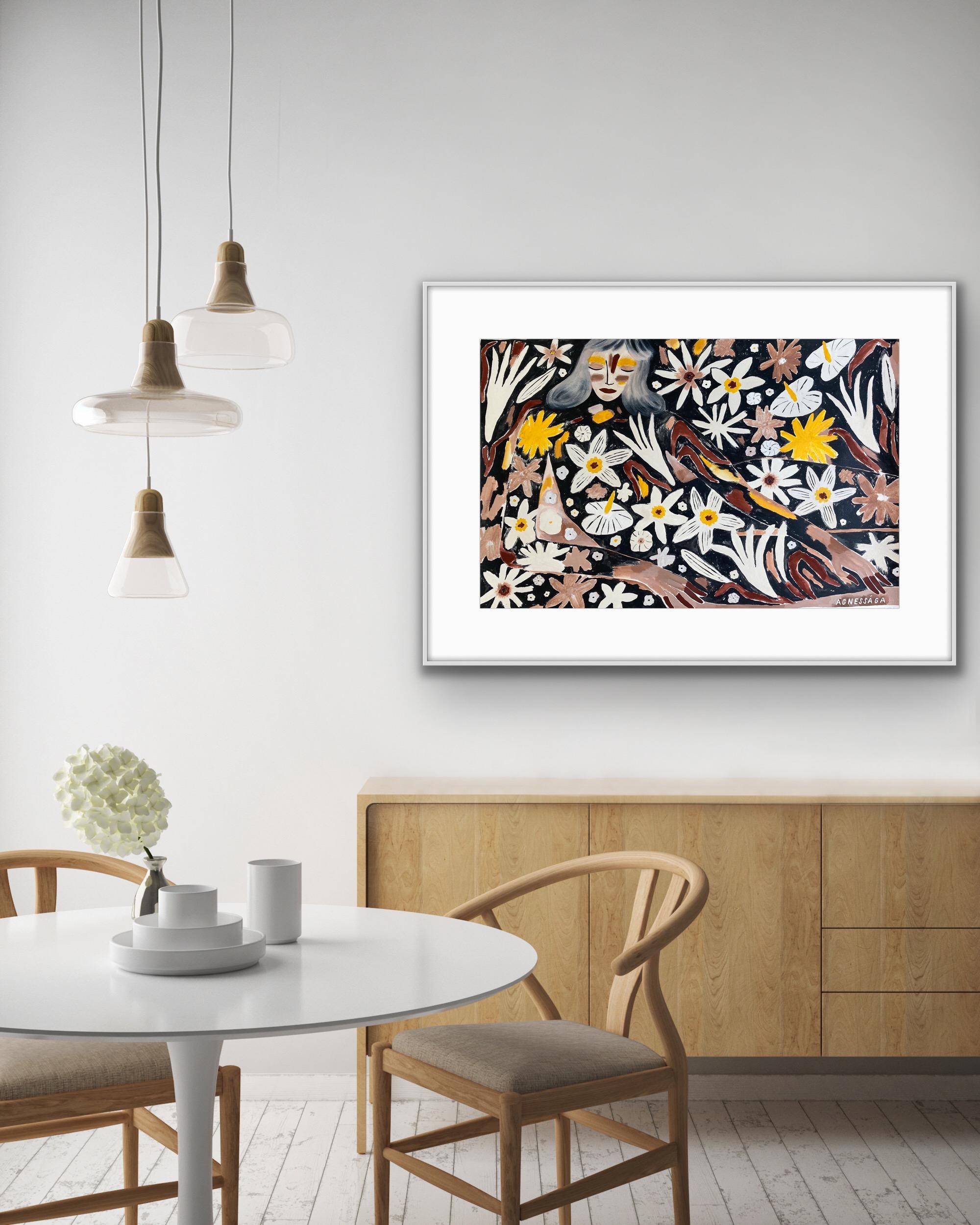 Agnese Taurina, The Dream, Figurative Artwork, Floral Artwork, Statement prints - Abstract Print by Agnese Negriba