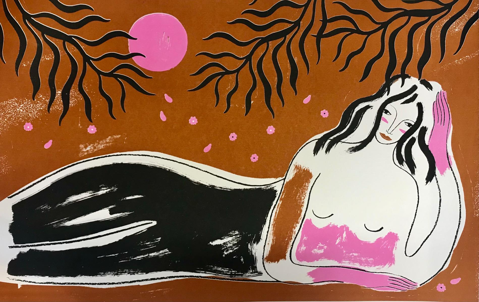 Agnese Negriba Figurative Print - 'Under the Trees' Limited Edition Silkscreen print by Agnese Taurina, affordable