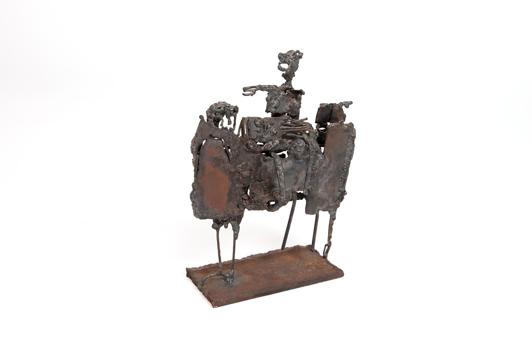 Mid-Century Modern Brutalist Figures Table Sculpture by Agnese Udinotti, 1960's For Sale