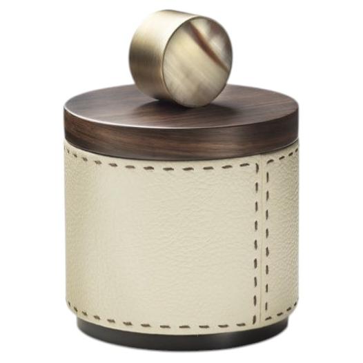 Agneta Box I in Aida Pebbled Leather, Horn, Brass, & Ebony Veneer by Arcahorn