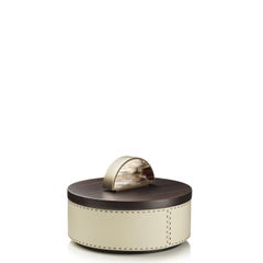 Agneta Box III in Aida Pebbled Leather, Horn, Brass, & Ebony Veneer by Arcahorn