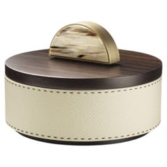 Agneta Box III in Aida Pebbled Leather, Horn, Brass, & Ebony Veneer by Arcahorn