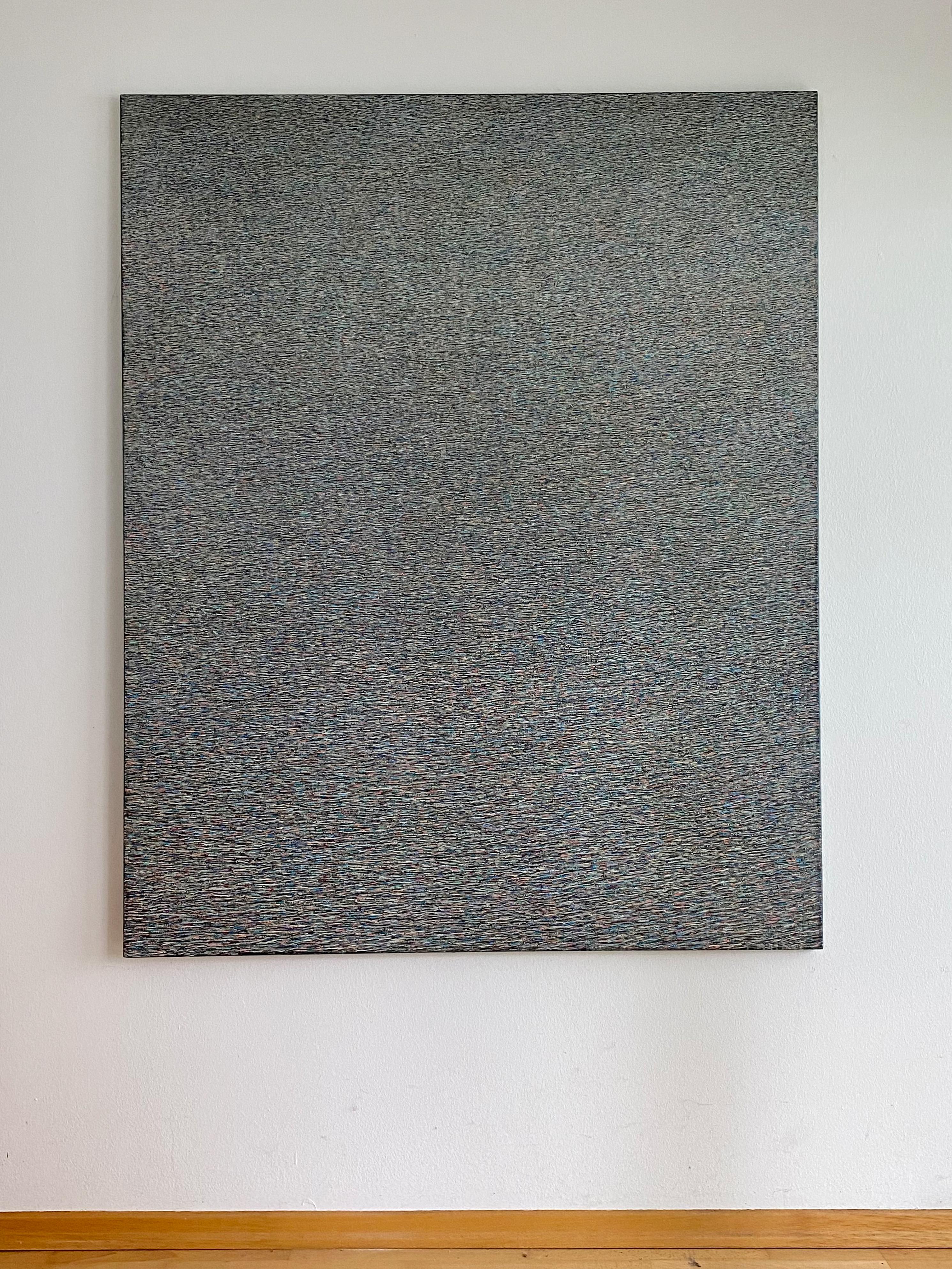Gris coloré - abstrait conceptuel contemporain,  Peinture à l'huile minimaliste XL - Painting de Agnieszka Korejba