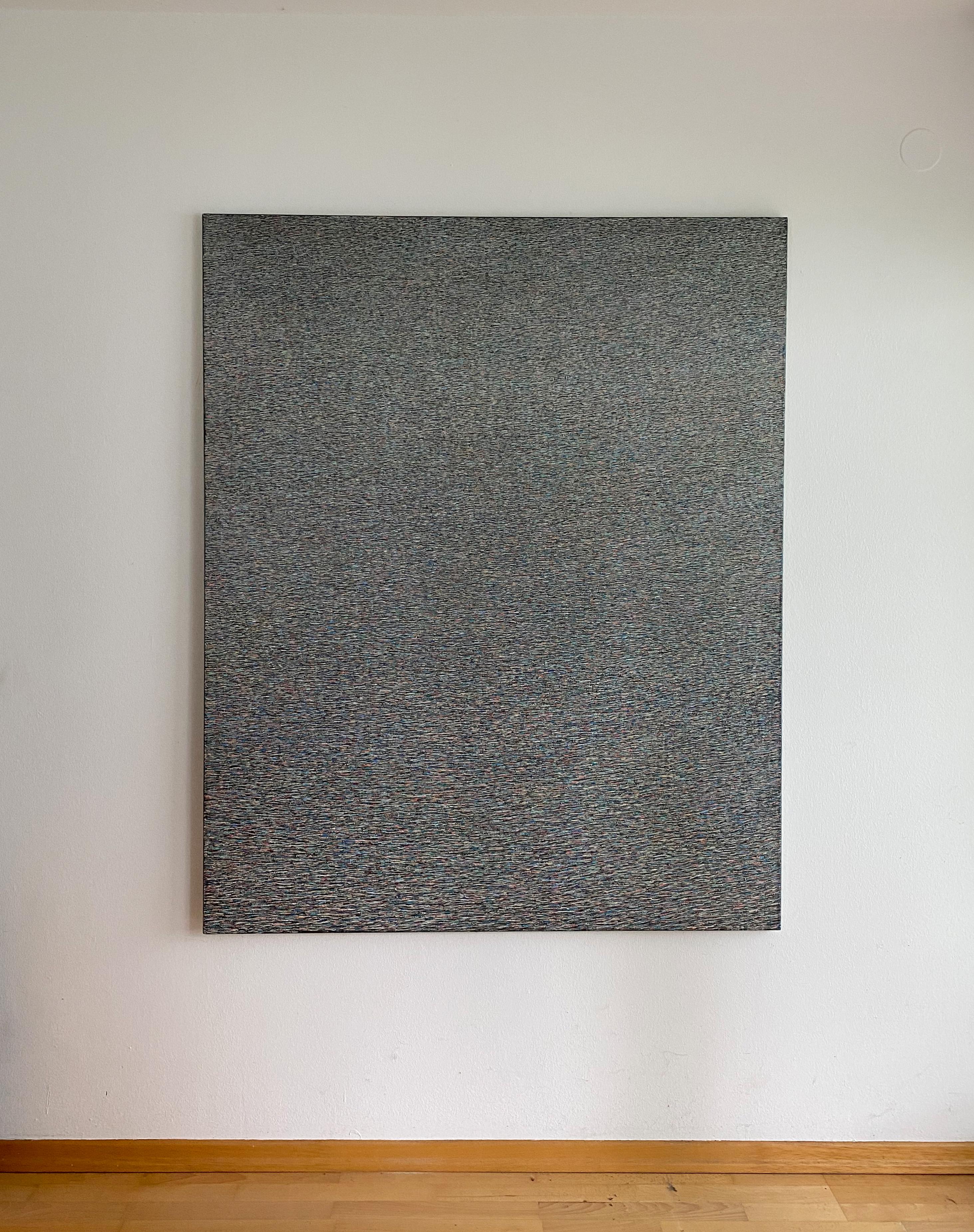 Gris coloré - abstrait conceptuel contemporain,  Peinture à l'huile minimaliste XL - Contemporain Painting par Agnieszka Korejba