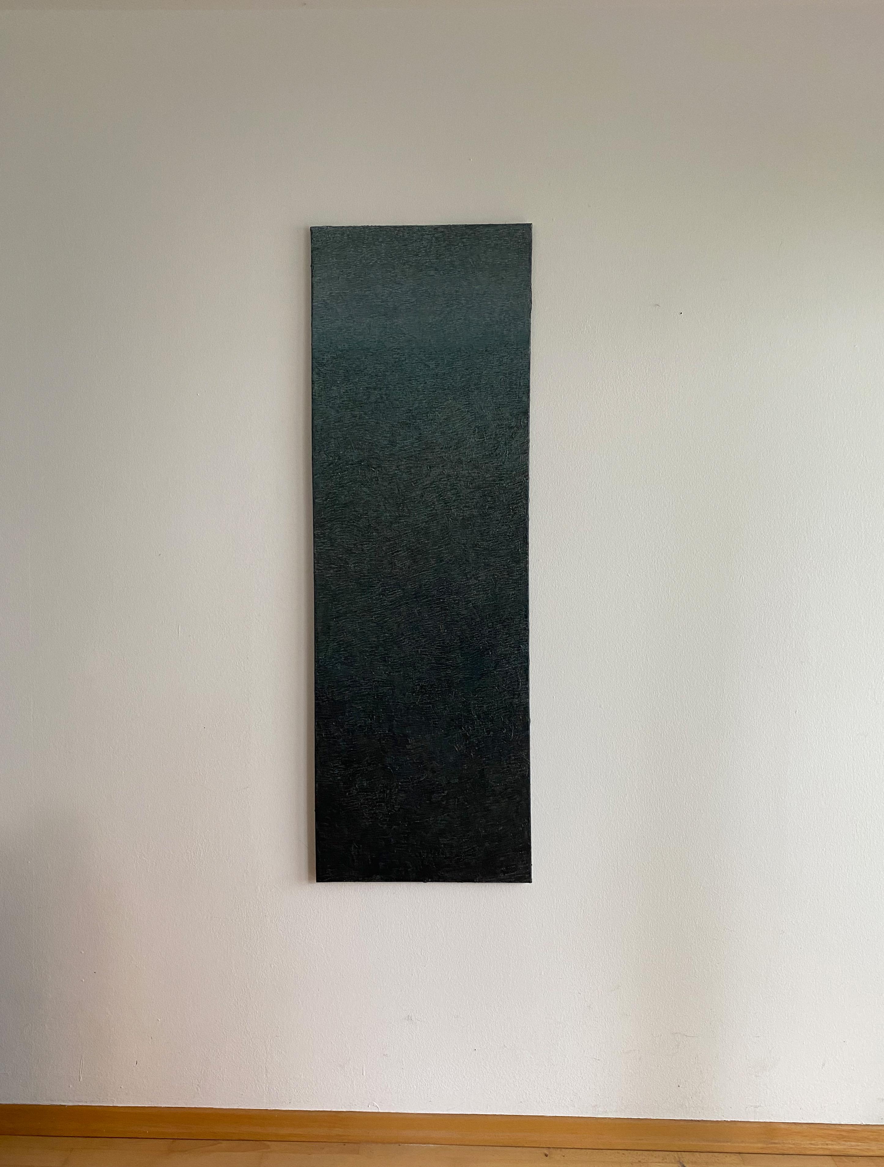 Deep Green - Contemporary Conceptual Abstract,  Minimalistic Oil Painting - Gray Figurative Painting by Agnieszka Korejba