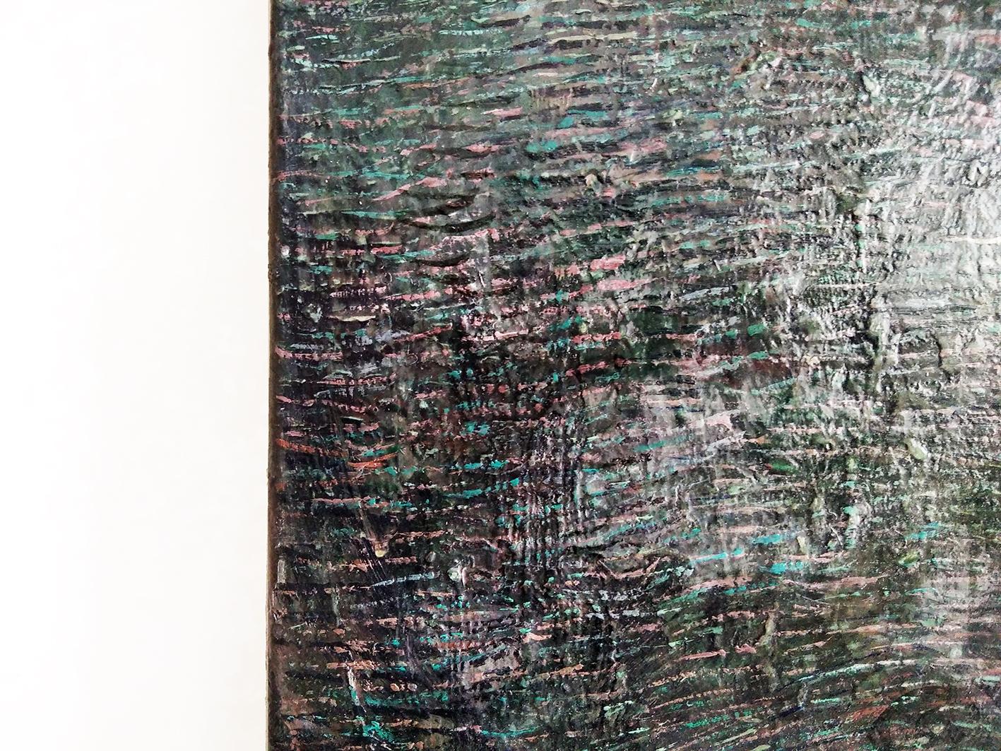 Vert profond - Abstrait conceptuel contemporain  Peinture à l'huile minimaliste en vente 7