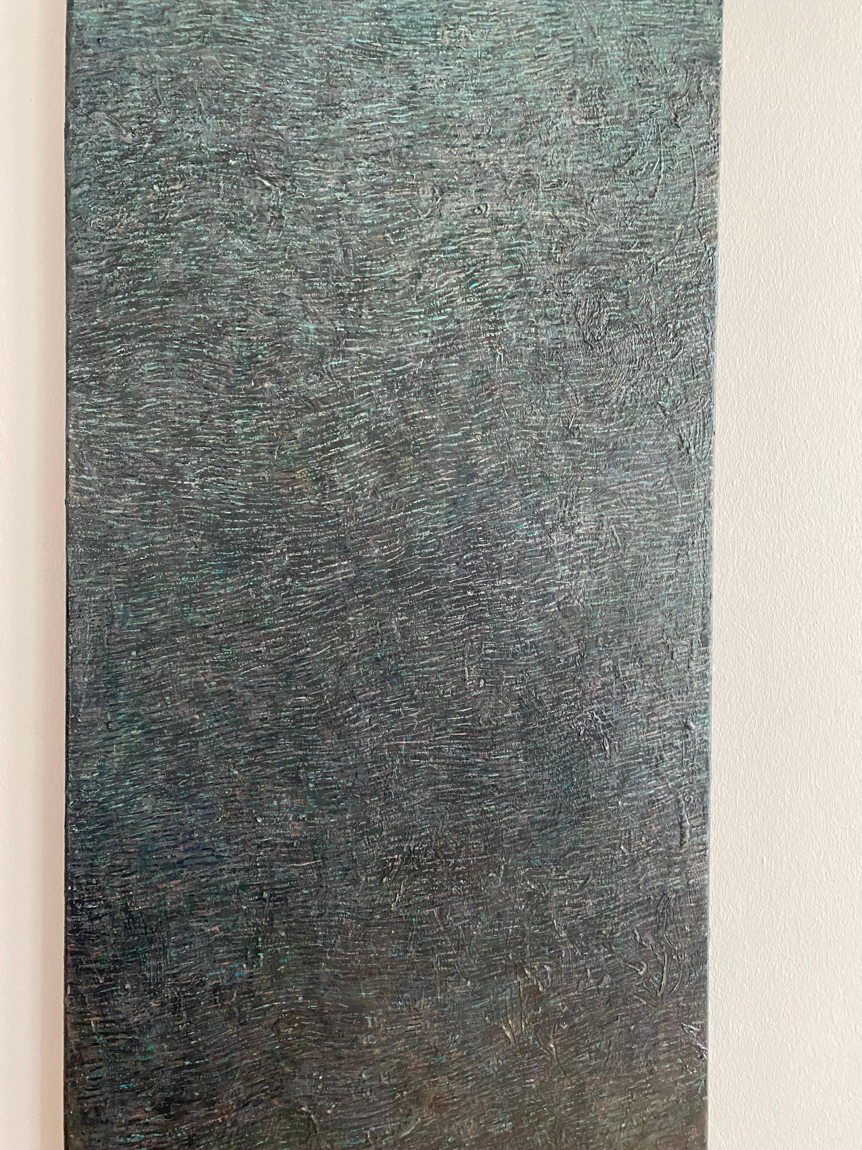 Vert profond - Abstrait conceptuel contemporain  Peinture à l'huile minimaliste en vente 2