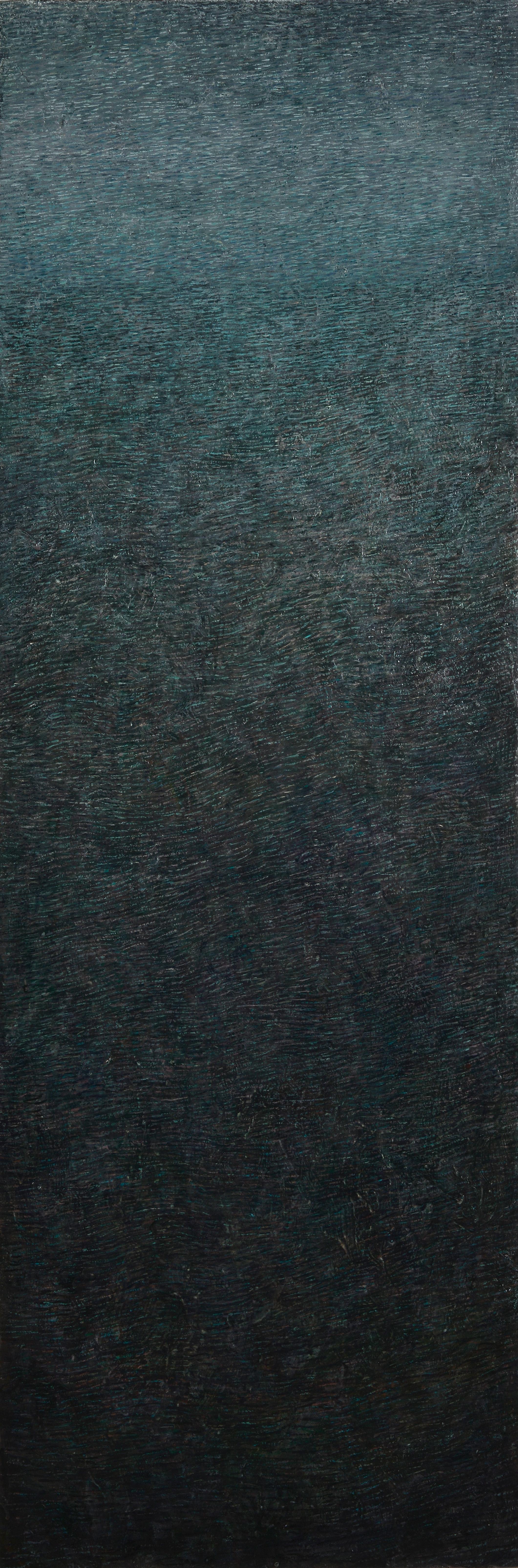 Agnieszka Korejba Figurative Painting – Tiefgrün – Zeitgenössische konzeptionelle Abstraktion  Minimalistisches Ölgemälde