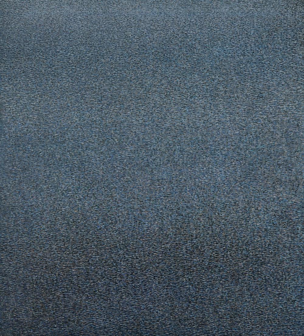 Figurative Painting Agnieszka Korejba - Peinture à l'huile contemporaine conceptuelle et minimaliste bleu ultramarine des mers du Nord