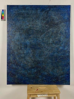 True Blue - Abstrait conceptuel contemporain Peinture à l'huile minimaliste
