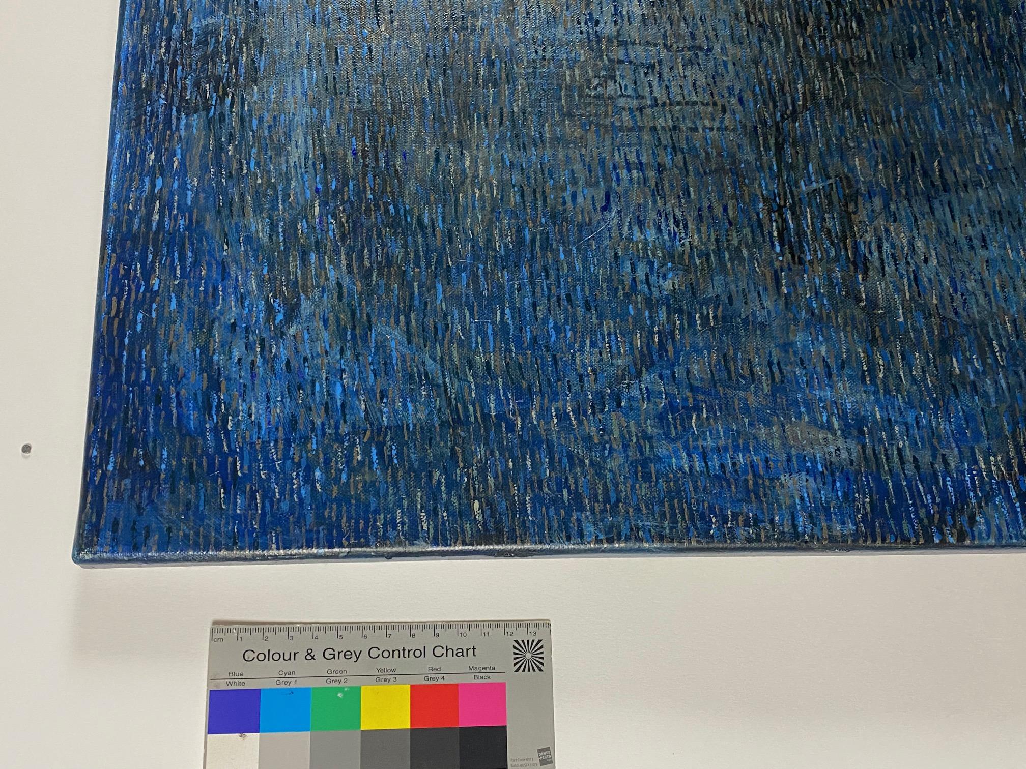 True Blue – Zeitgenössische konzeptionelle Abstraktion  Minimalistisches Ölgemälde (Schwarz), Abstract Painting, von Agnieszka Korejba