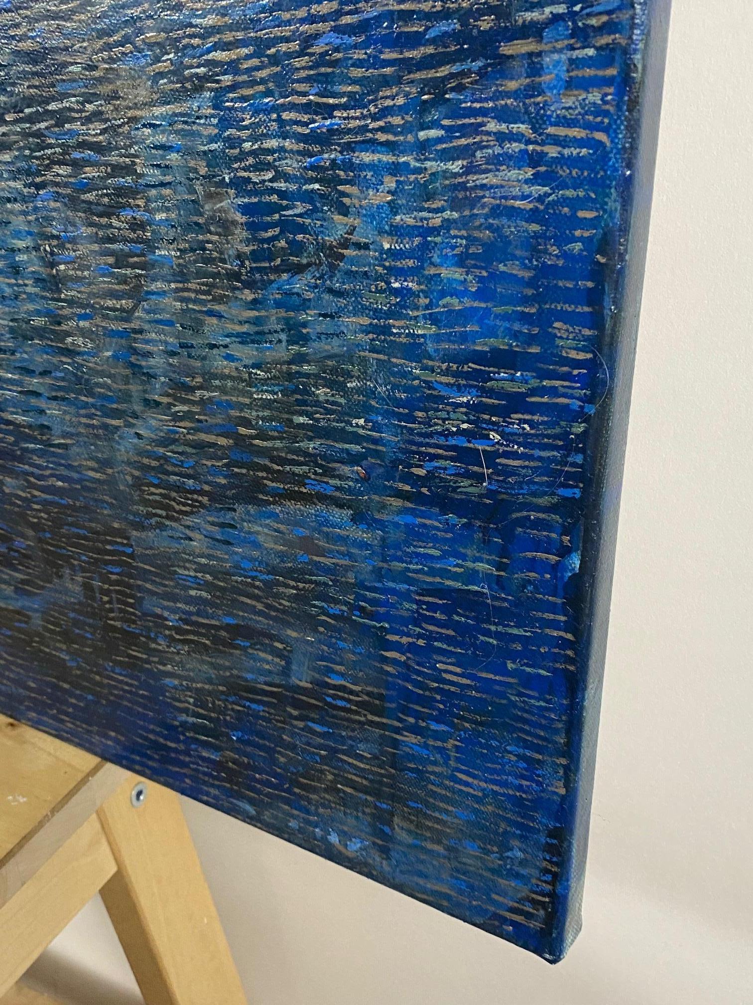 True Blue - Abstrait conceptuel contemporain  Peinture à l'huile minimaliste en vente 2