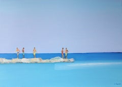 Island 21 - Painting, Oil on canvas, Blue Seascape, Contemporary Polish Artist