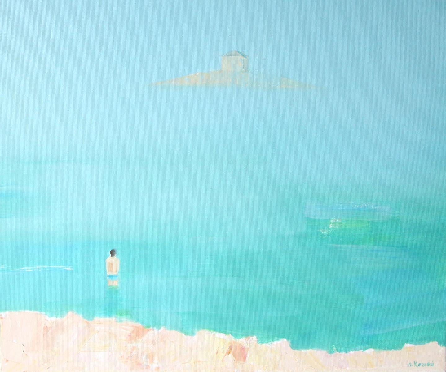 Agnieszka Kozień Figurative Painting - Island 28 - Oil on canvas, Figurative painting, Seaside, Contemporary Aritst