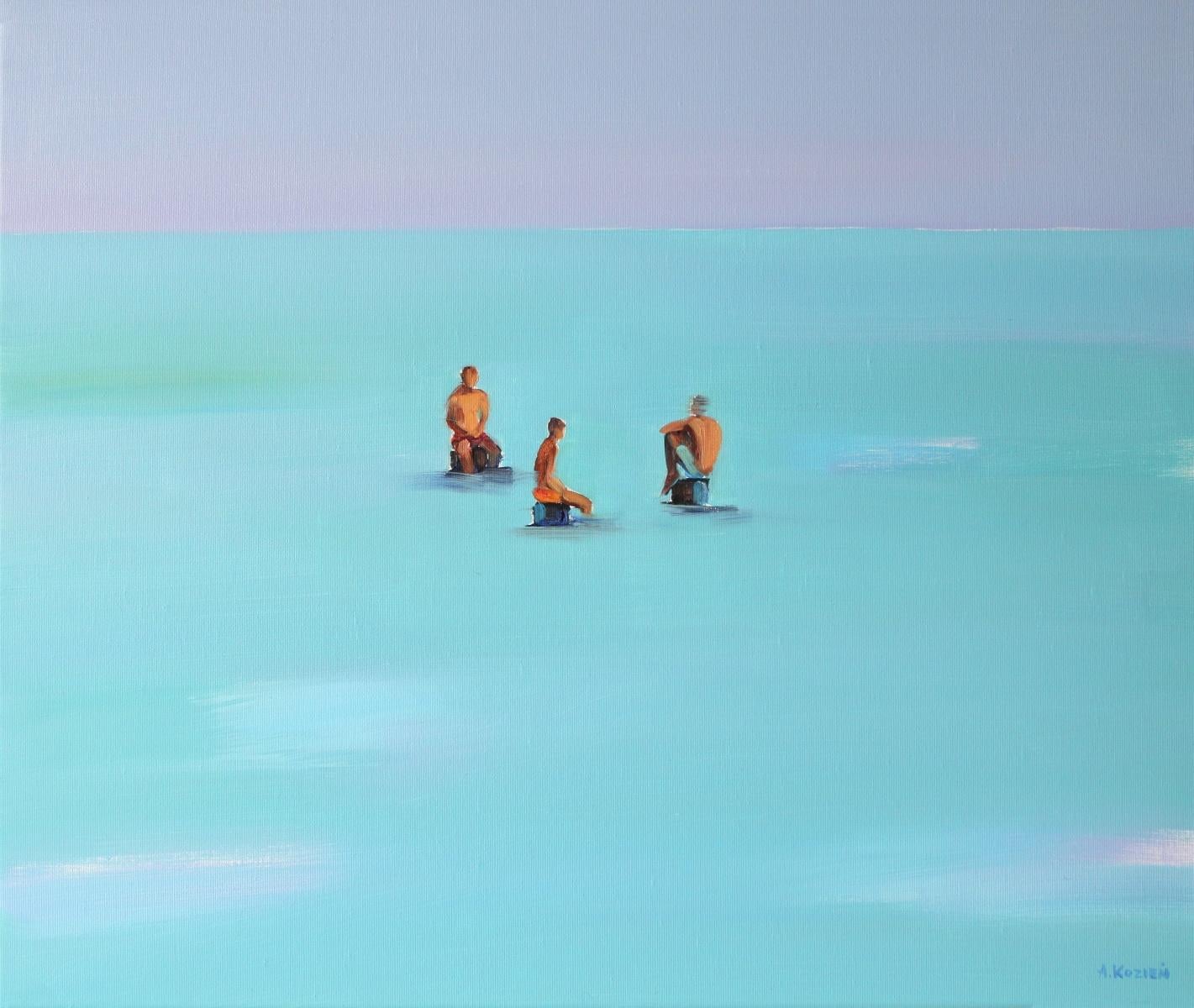 Agnieszka Kozień Landscape Painting - Island 29 - Oil on canvas, Figurative painting, Seaside, Contemporary Artist