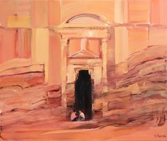 Palace in the Desert- Oil on canvas, Painting, Petra Contemporary Polish Artist