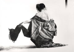 A silk 4 - Contemporary Figurative Print, Black & white, Female