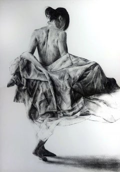 A silk 6 - Contemporary Figurative Print, Black & white, Female