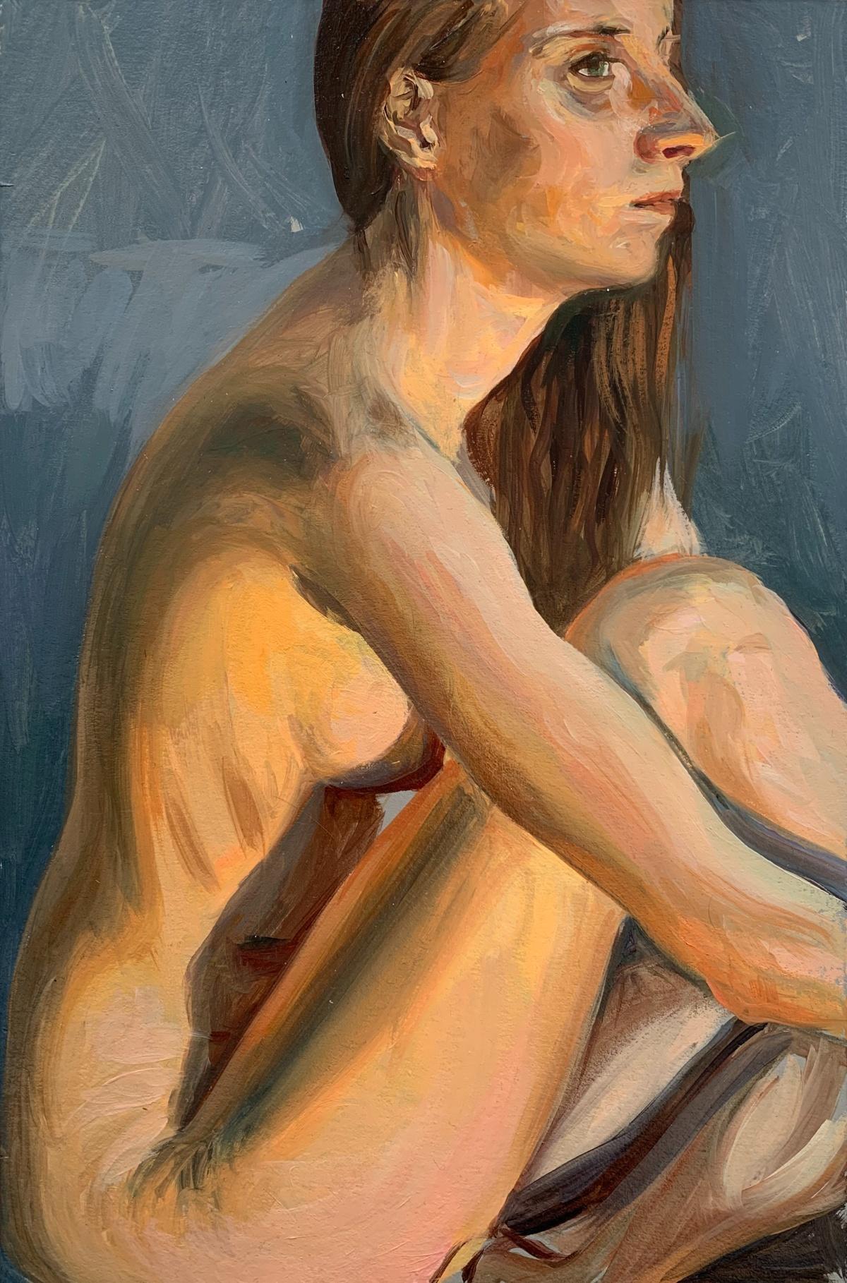 Agnieszka Staak-Janczarska Figurative Painting - A  nude - Realistic oil painting, Warm tones, Young Polish artist