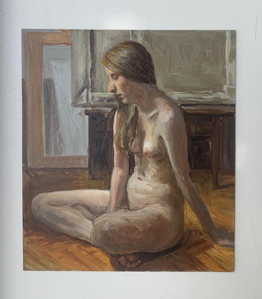 Una niñera... Pintura al óleo figurativa realista, Desnudo, Arte polaco emergente - Painting Naturalista de Agnieszka Staak-Janczarska