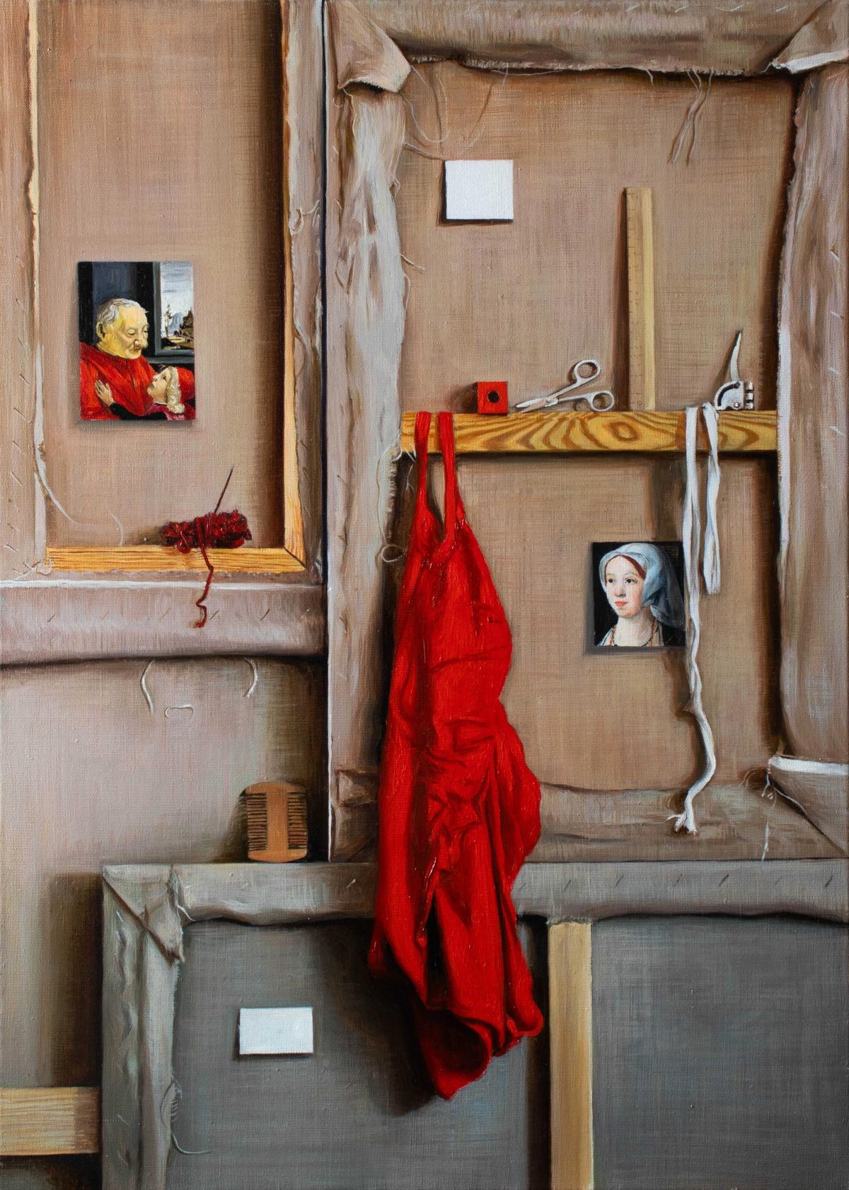 Agnieszka Staak-Janczarska Figurative Painting - Between paintings. Realistic figurative oil painting, Emerging Polish artist