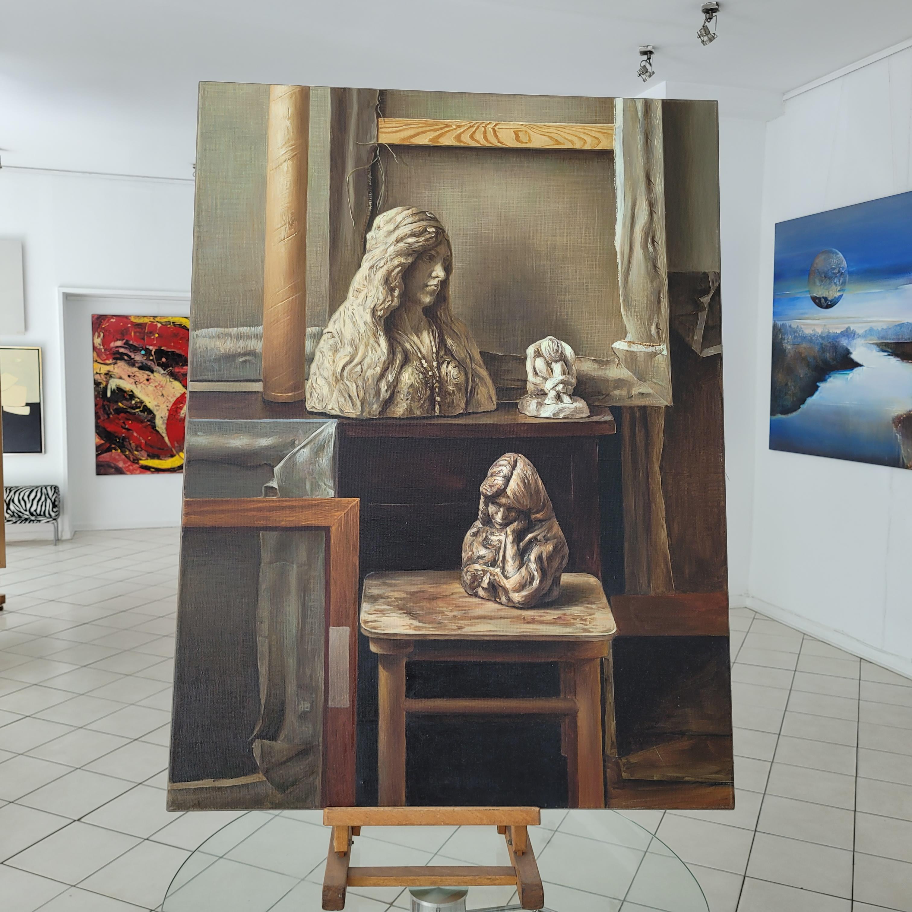 Doppia vita - Pittura ad olio realistica, Interno, Giovane artista polacco - Painting Naturalismo di Agnieszka Staak-Janczarska