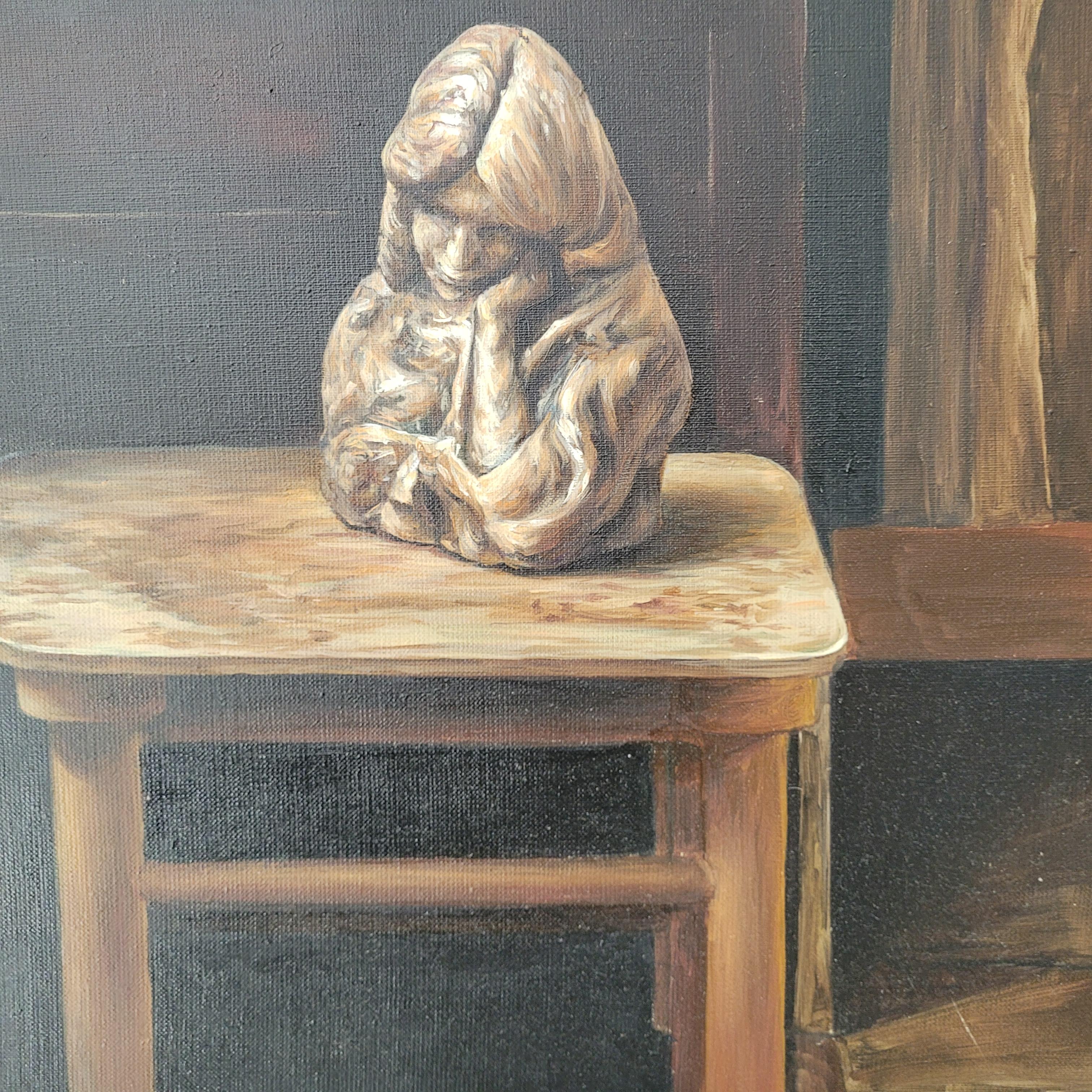 Doppia vita - Pittura ad olio realistica, Interno, Giovane artista polacco in vendita 1
