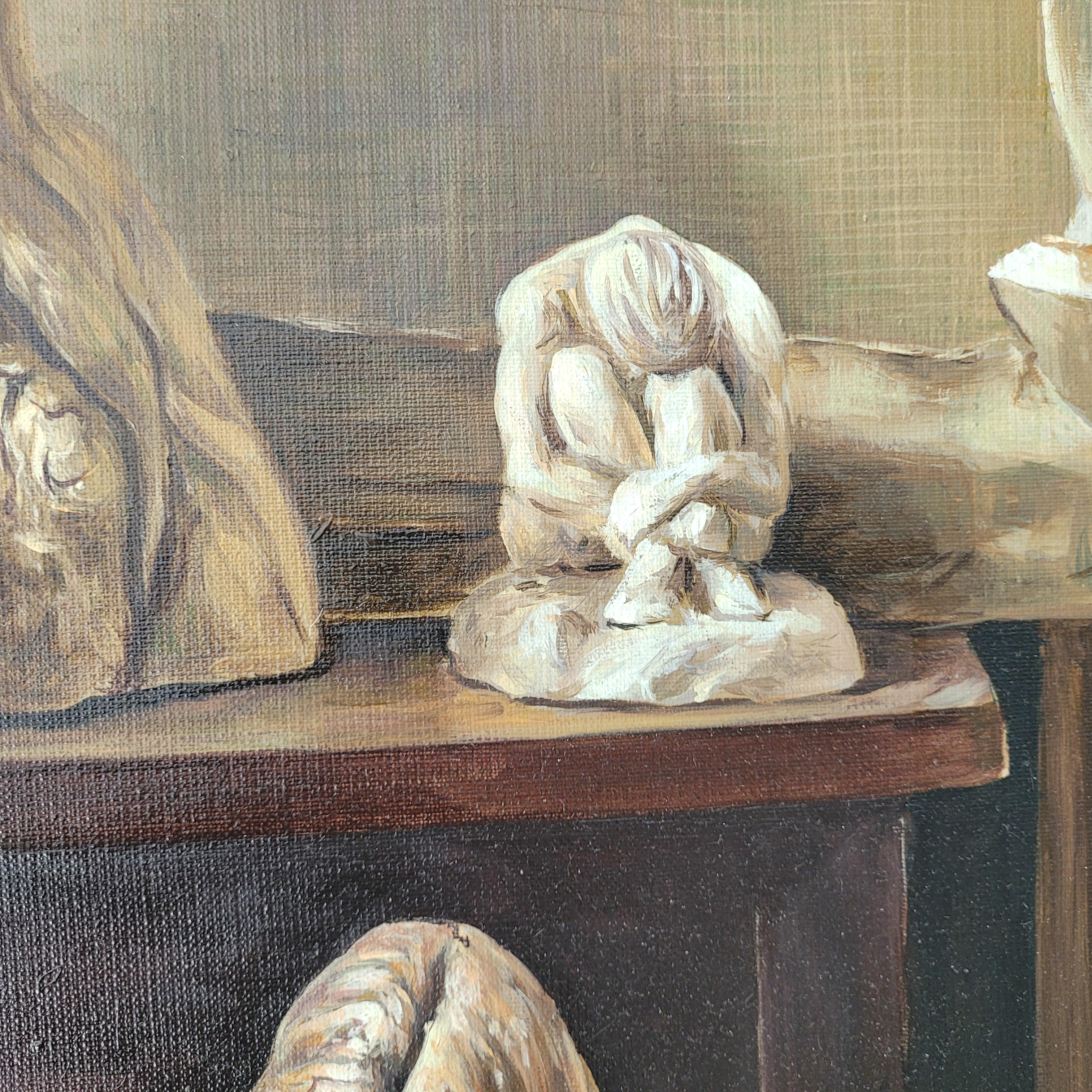 Doppia vita - Pittura ad olio realistica, Interno, Giovane artista polacco in vendita 2